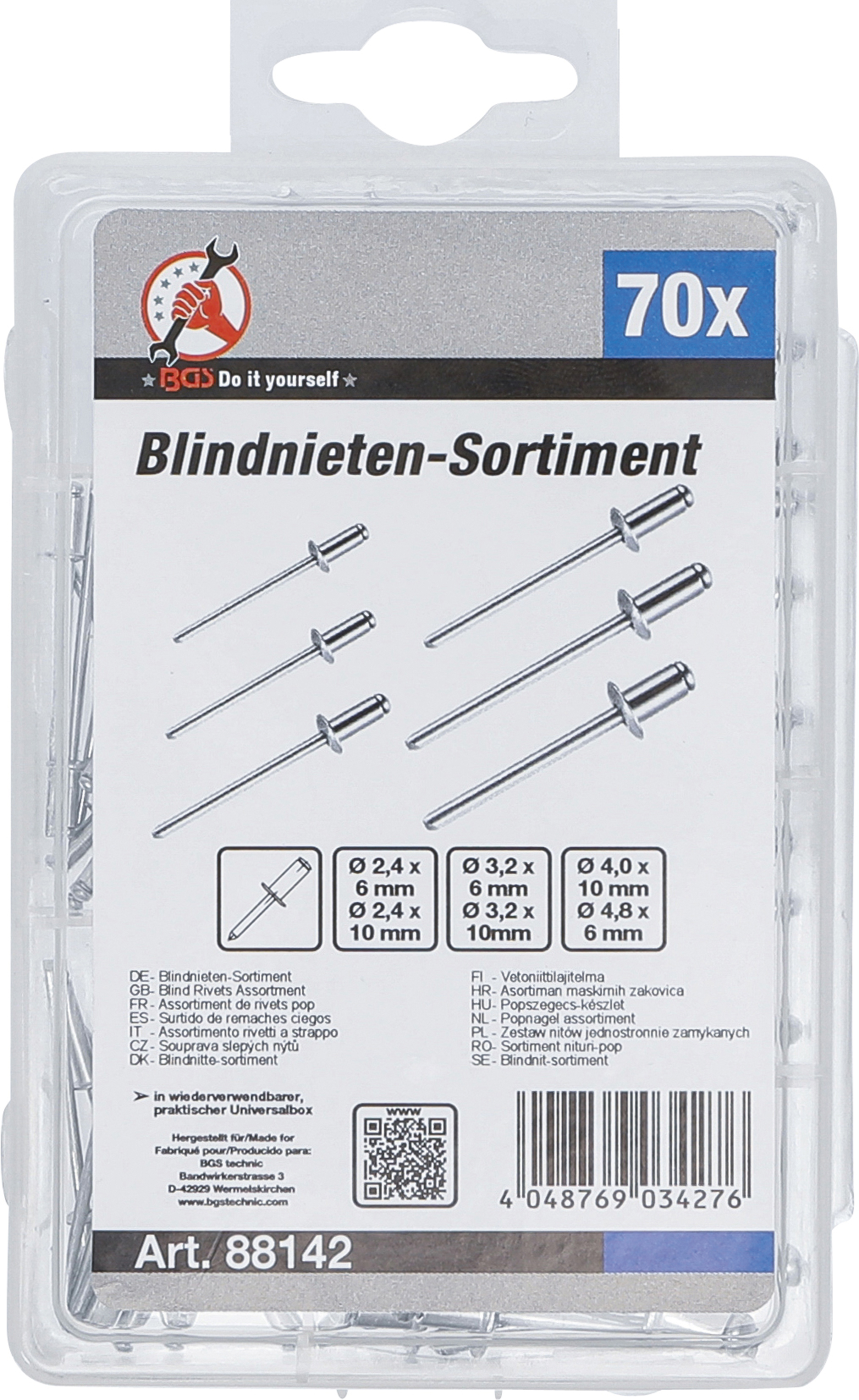 BGS Blindnieten-Sortiment | Ø 2,4 - 4,8 mm | 70-tlg.