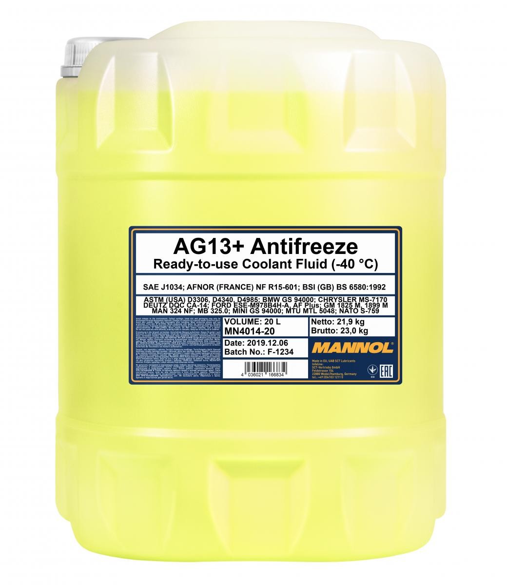 Mannol 4014 Kühlerfrostschutz Antifreeze AG13+ Advanced -40 Fertigmischung 20 Liter