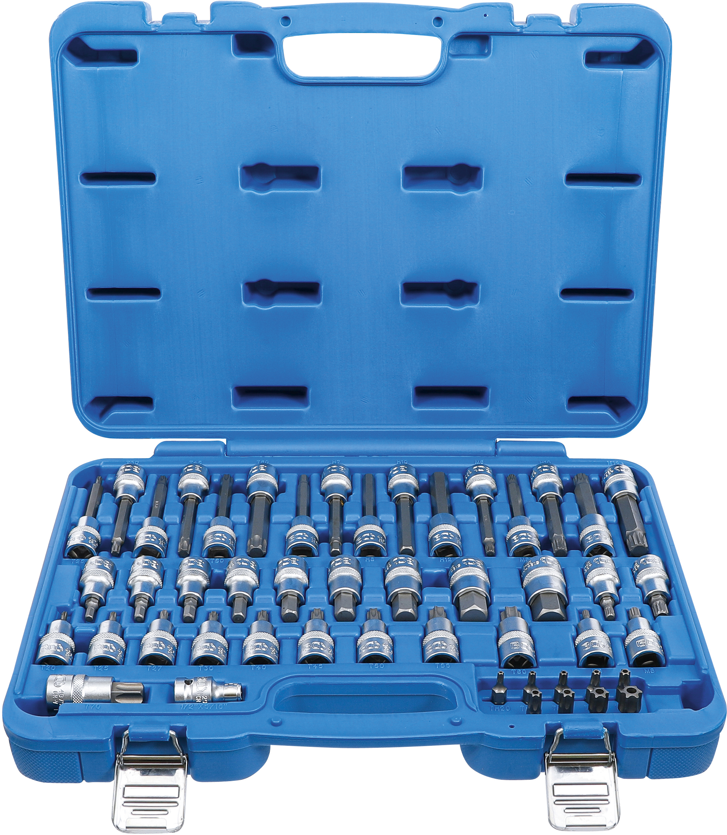 BGS Bit-Einsatz-Satz | Antrieb Innenvierkant 12,5 mm (1/2"), Außensechskant 8 mm (5/16") | 49-tlg.