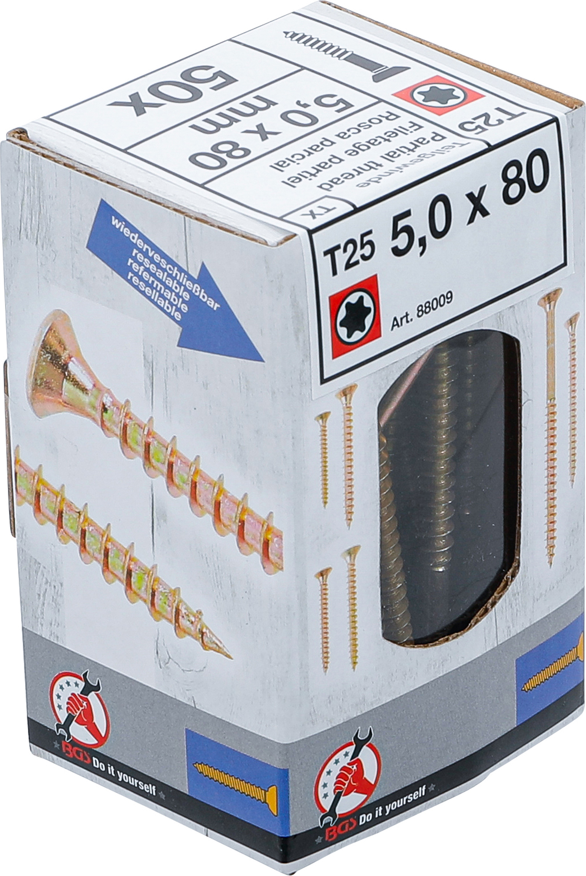 BGS Mehrzweckschrauben | T-Profil (für Torx) T25 | 5,0 x 80 mm | 50 Stück BGS Mehrzweckschrauben | T-Profil (für Torx) T25 | 5,0 x 80 mm | 50 Stück