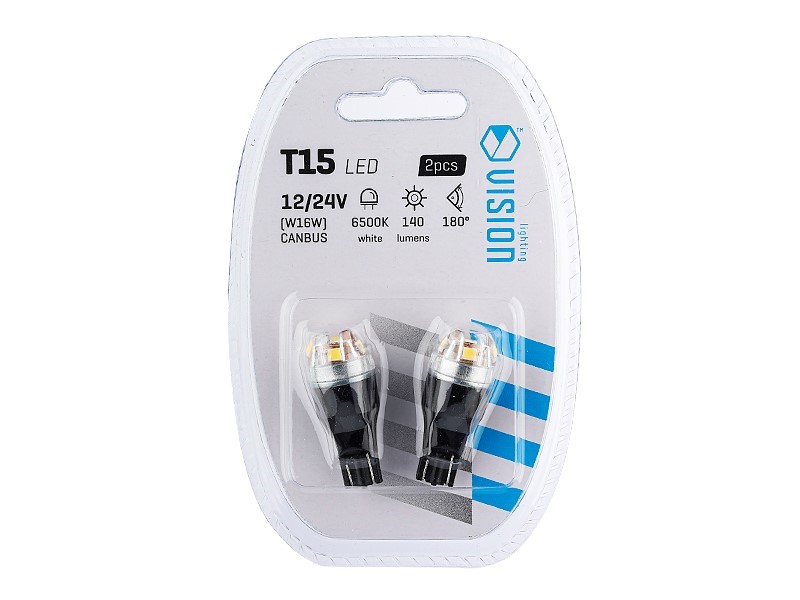 Vision LED Glassockellampe 12V/24V W16W T15 Canbus 5x 2835 SMD