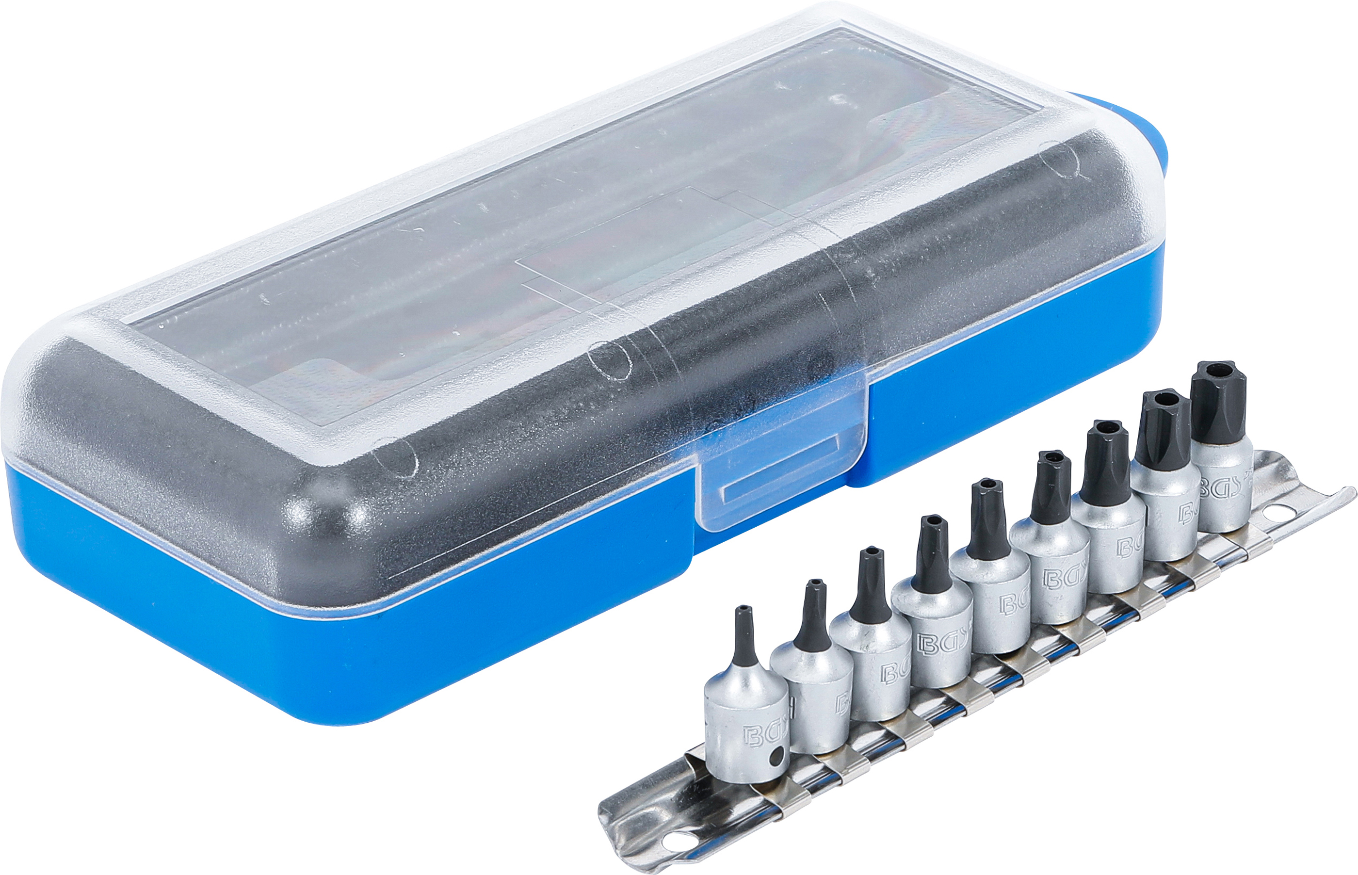 BGS Bit-Einsatz-Satz | Antrieb Innenvierkant 6,3 mm (1/4") | TS-Profil (für Torx Plus) mit Bohrung | 9-tlg.
