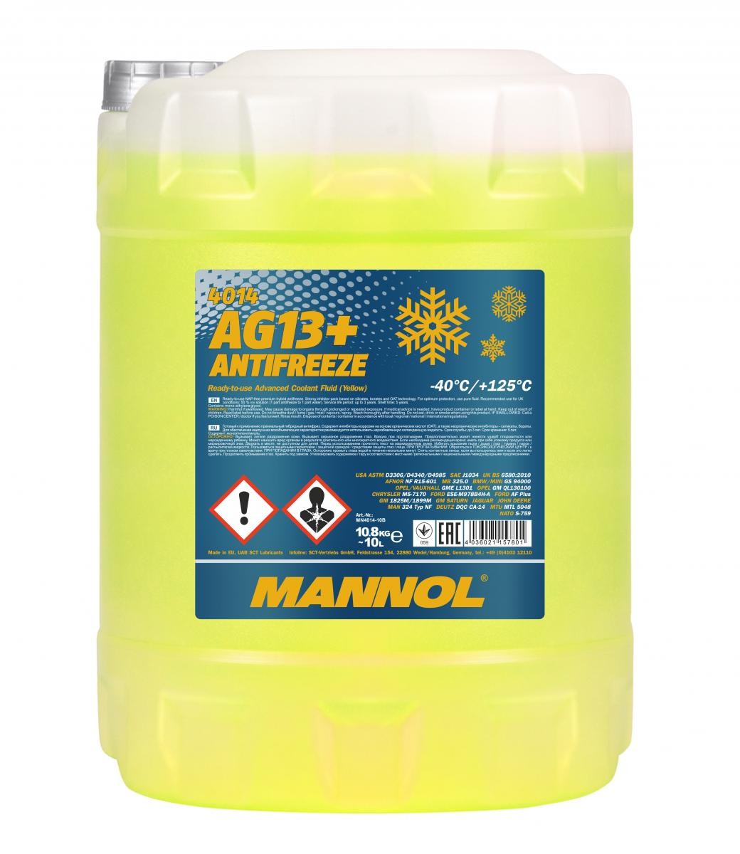 Mannol 4014 Kühlerfrostschutz Antifreeze AG13+ Advanced -40 Fertigmischung 10 Liter