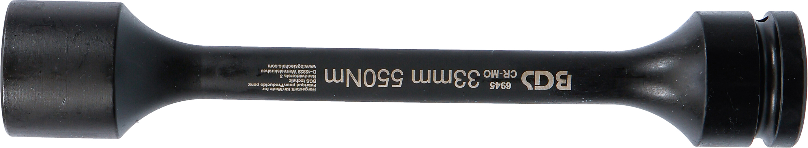 BGS Torsions-Kraft-Steckschlüssel-Einsatz Sechskant | Antrieb Innenvierkant 25 mm (1") | SW 33 mm | 550 Nm