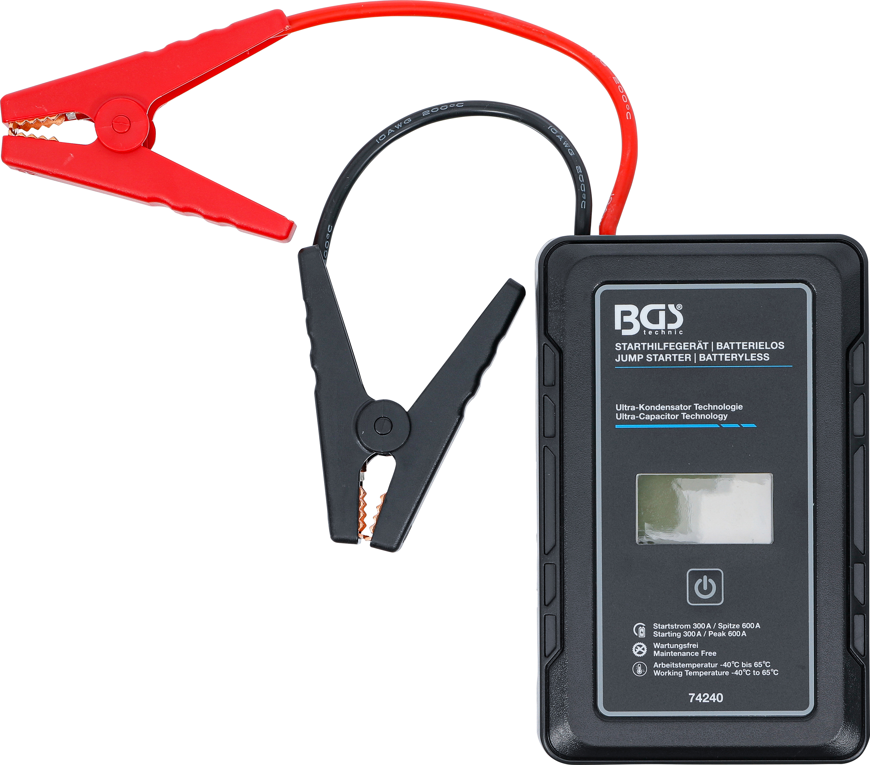 BGS Starthilfegerät | Batterielos | mit Ultra-Kondensator Technologie | 12 V / 300 A / 600 A