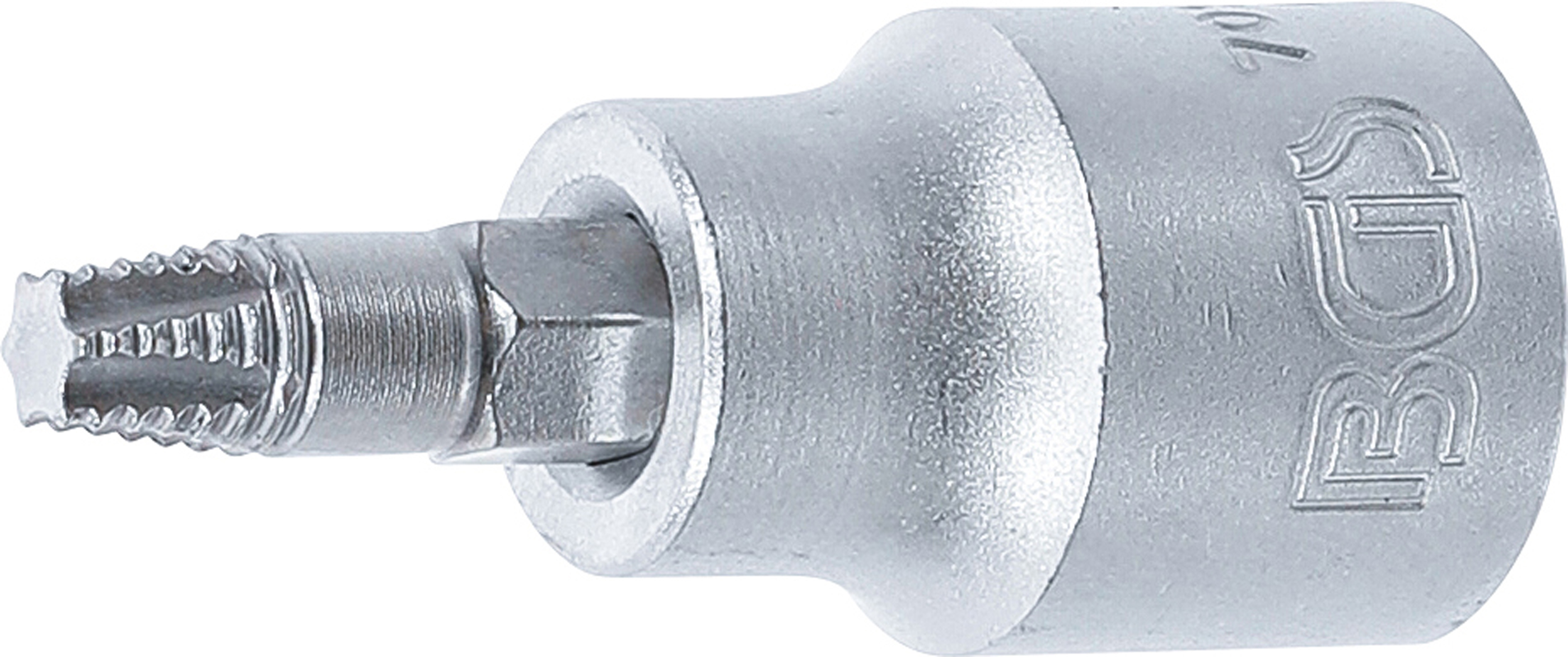BGS Schraubenausdreher-Bit-Einsatz | Antrieb Innenvierkant 10 mm (3/8") | für defektes T-Profil (für Torx) T27