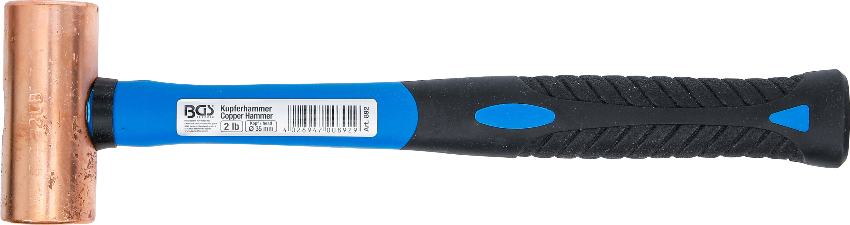 BGS Kupferhammer | Fiberglasstiel | Ø 35 mm | 907 g (2 lb) - Kopf