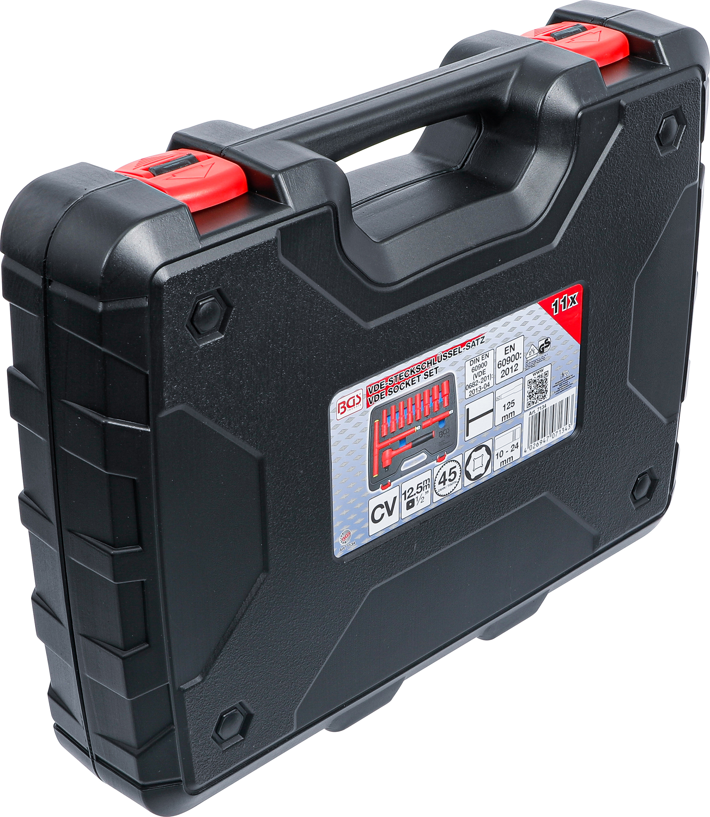 BGS VDE-Steckschlüssel-Satz | Antrieb Innenvierkant 12,5 mm (1/2") | SW 10 - 24 mm | 11-tlg.