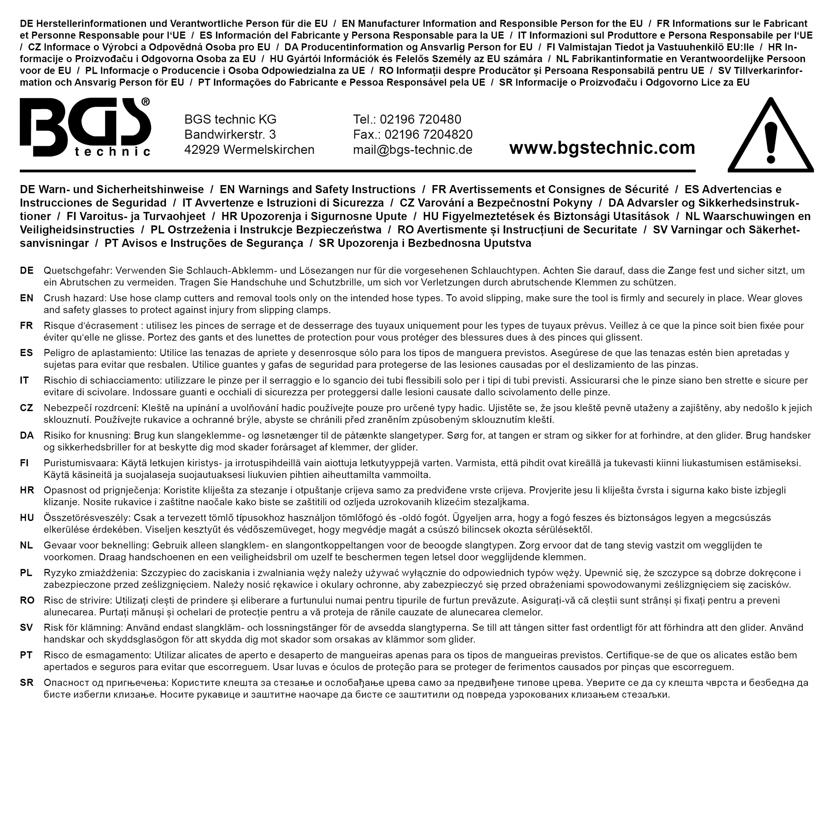 BGS Schlauch-Abstreifzange | arretierbar | 202 mm