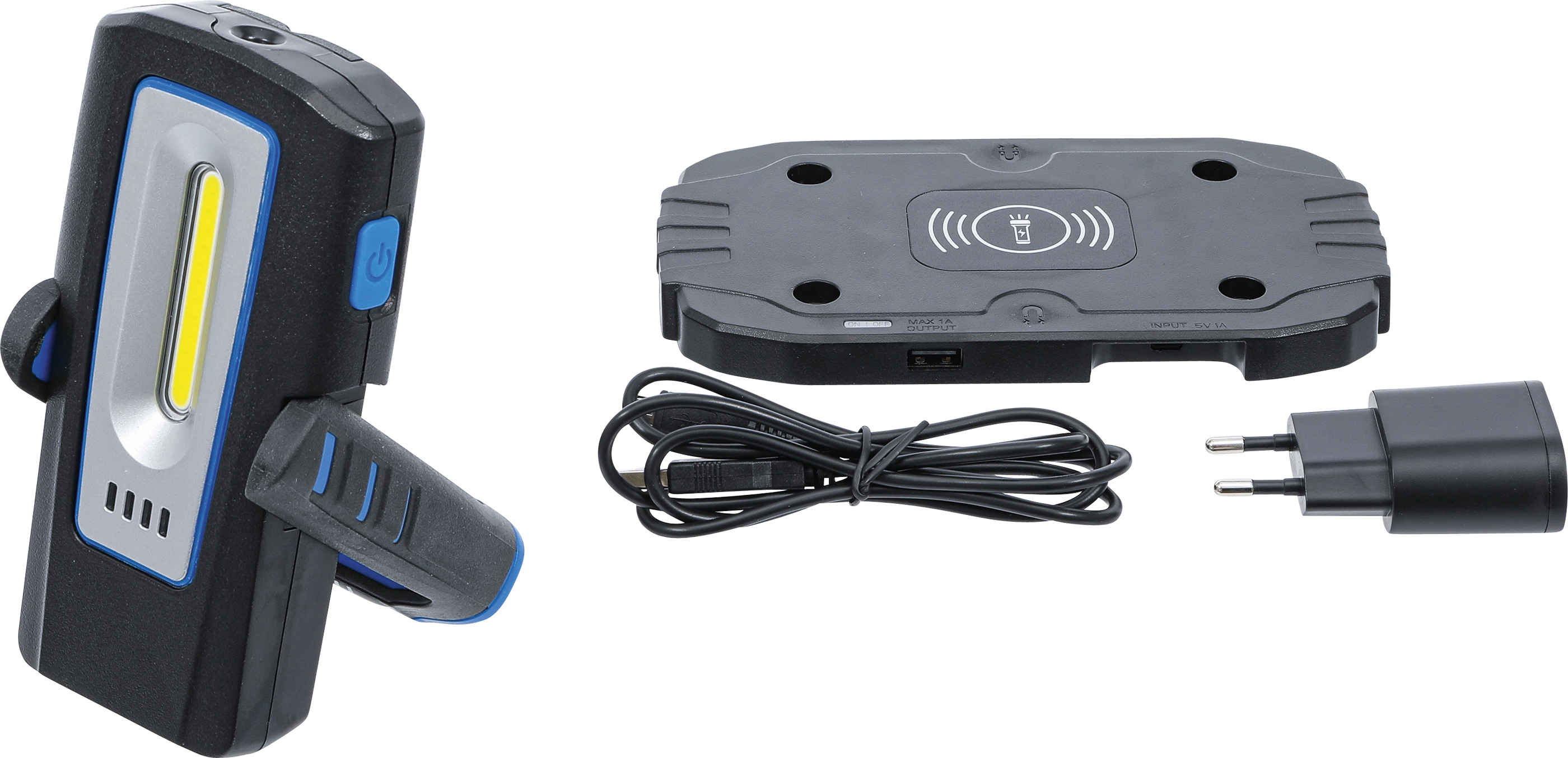 BGS COB-LED-Werkstattleuchte mit Magnet und Haken | klappbar | mit induktiver Ladefunktion