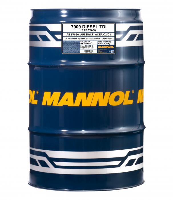 5W-30 Mannol 7909 Diesel TDI Motoröl 60 Liter
