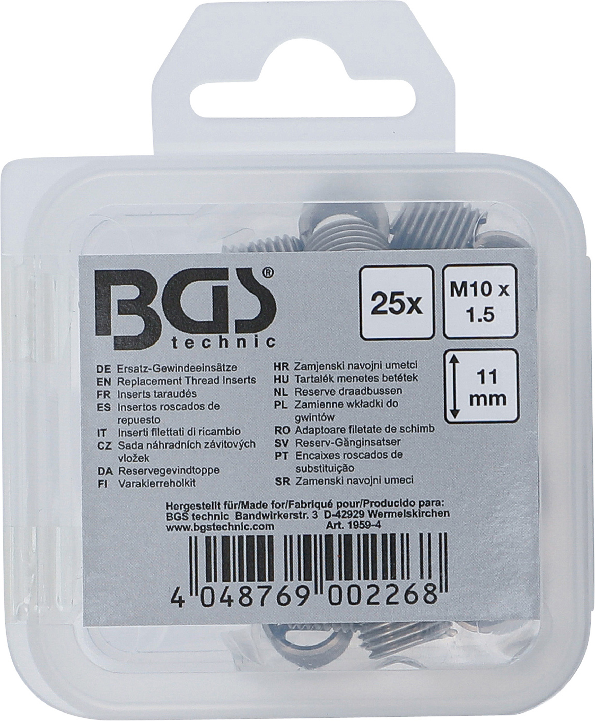 BGS Ersatz-Gewindeeinsätze | M10 x 1,5 | 25-tlg.