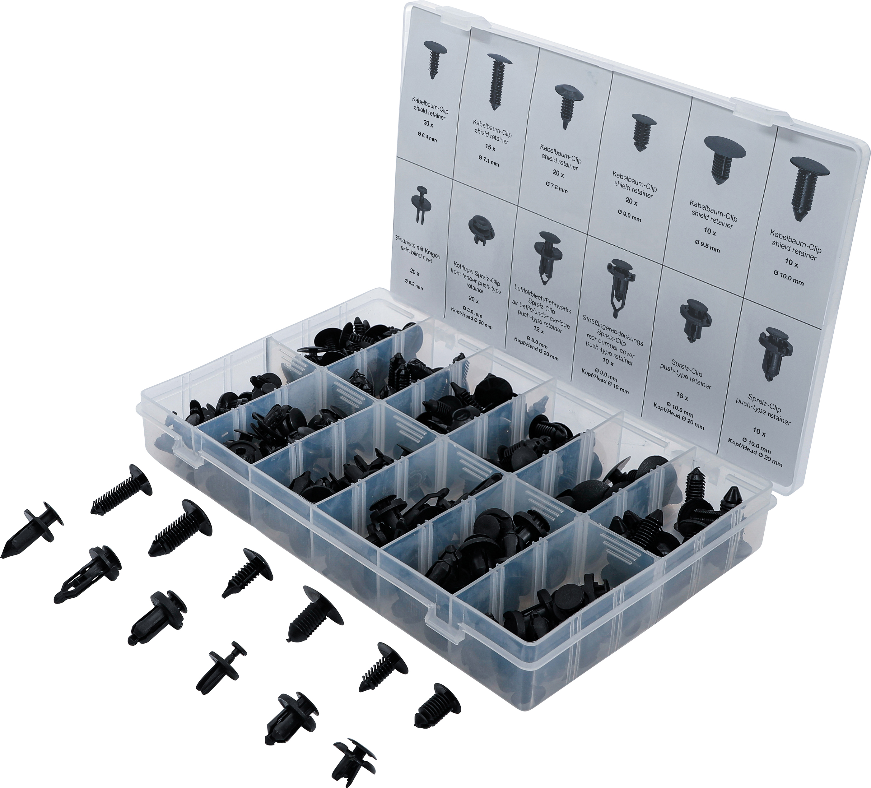 BGS Kfz-Befestigungsclip-Sortiment | universal | 192-tlg.