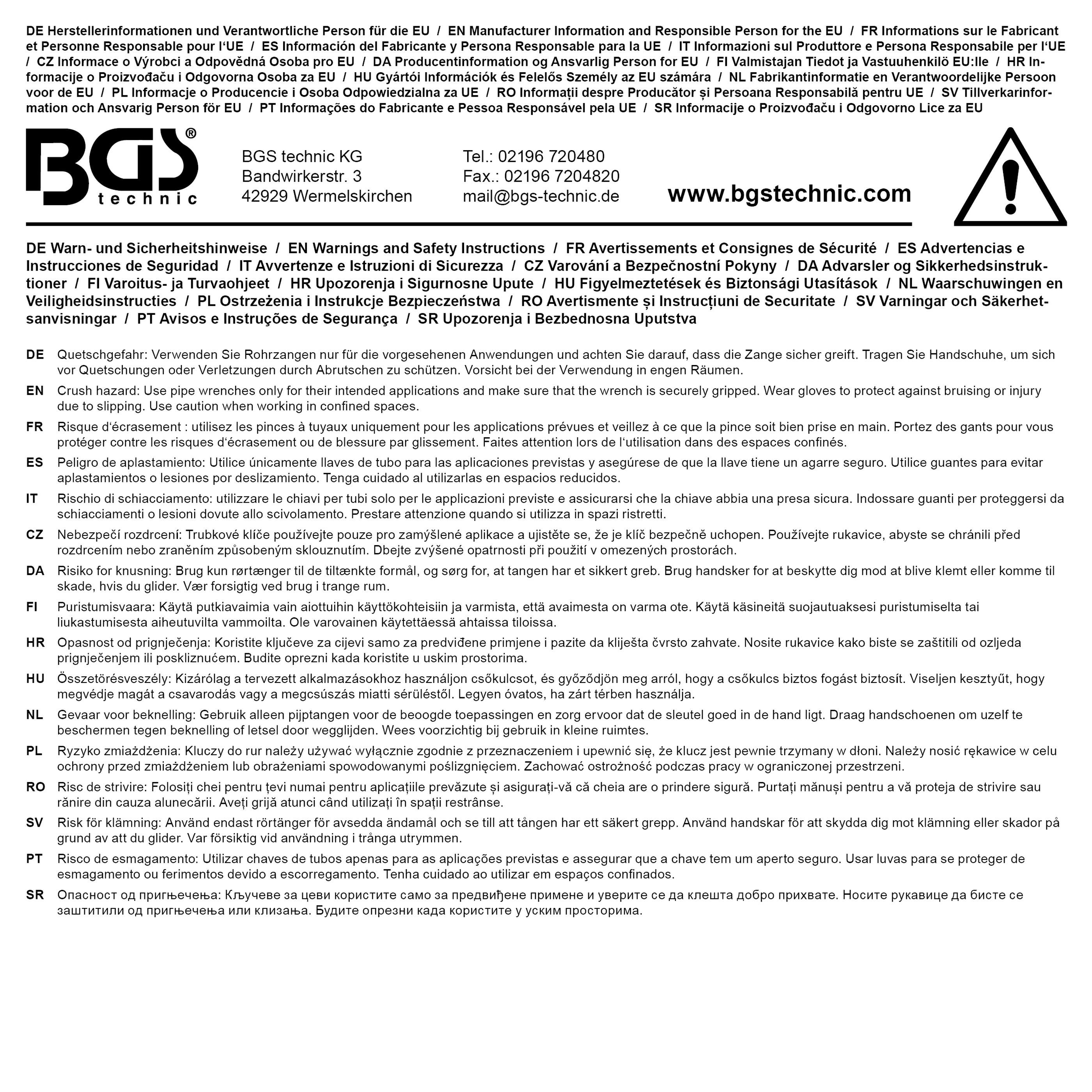 BGS Einhand-Rohrzange | 600 mm | 38 - 64 mm