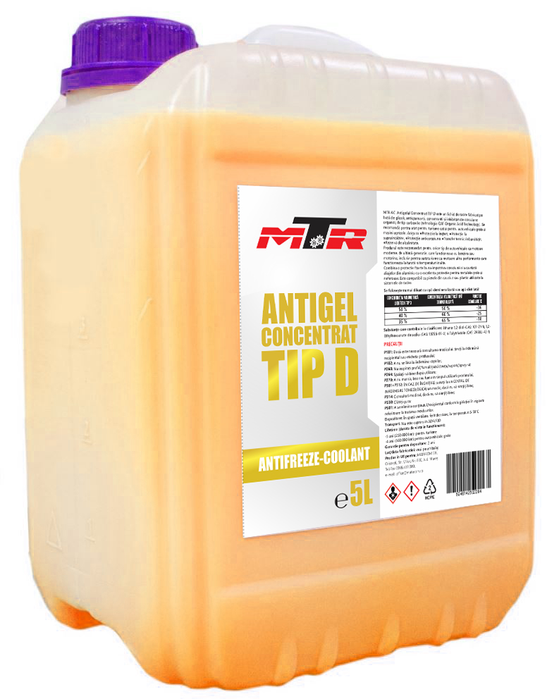 MTR Kühlerfrostschutz Antifreeze Coolant Tip D Gelb Konzentrat 5 Liter