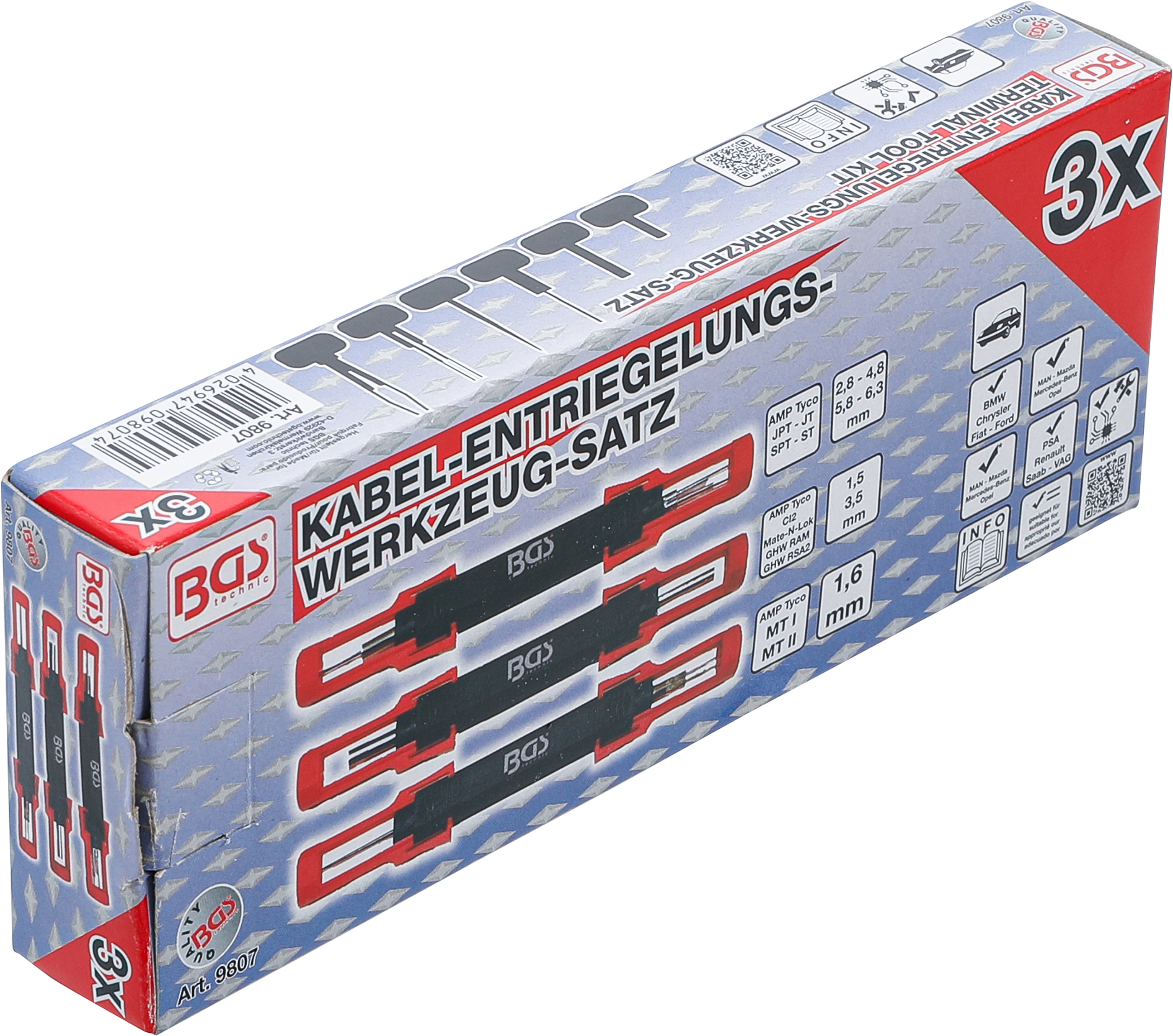 BGS Kabel-Entriegelungswerkzeug-Satz | universal | 3-tlg.