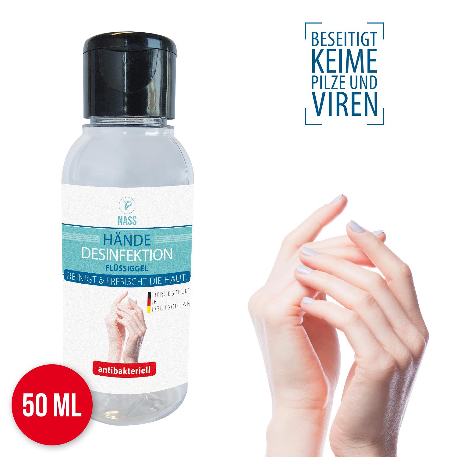 Nass Hände Desinfektion Flüssiggel 50 ml