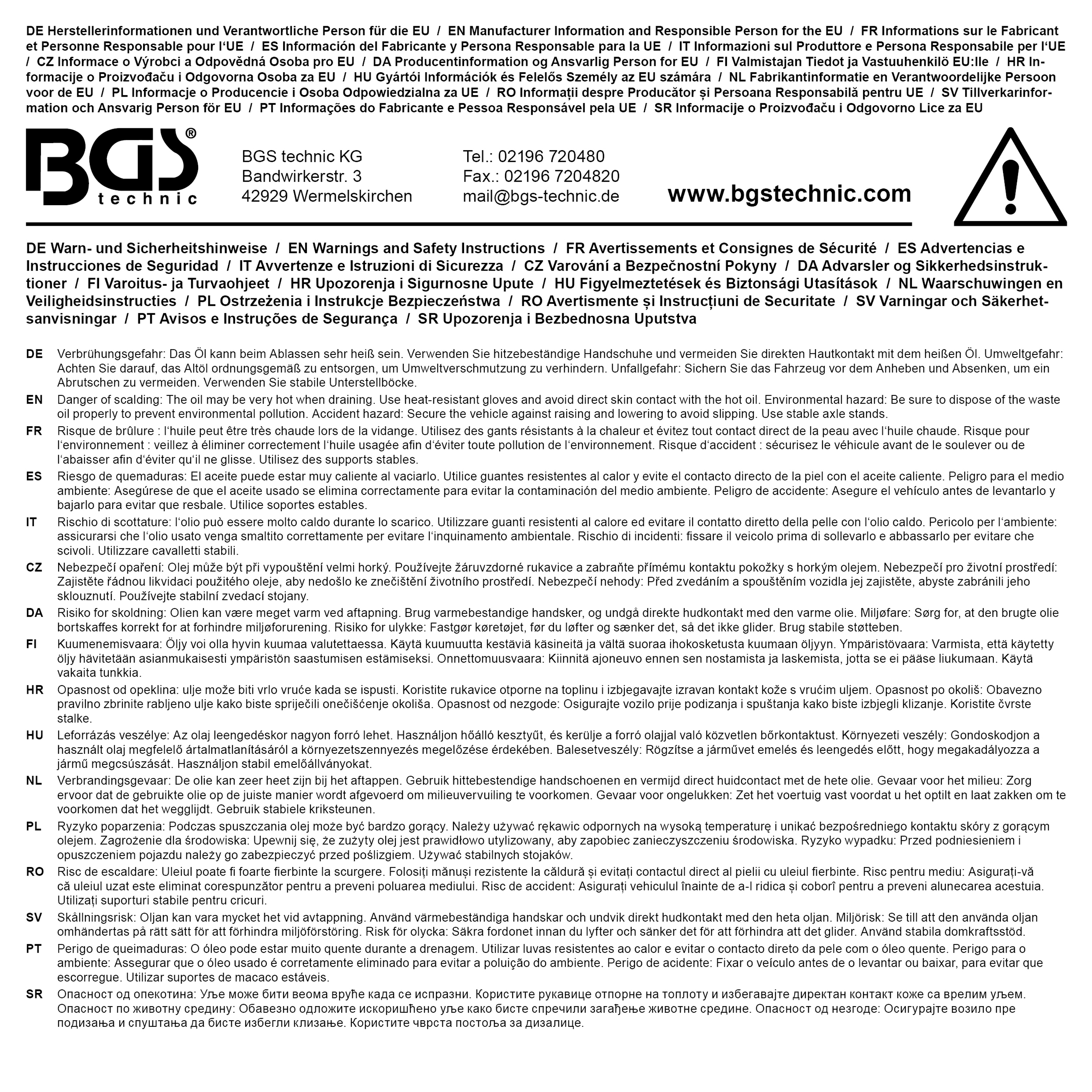 BGS Ölwannen-Spezial-Einsatz-Satz | Antrieb Innenvierkant 10 mm (3/8") | 21-tlg.