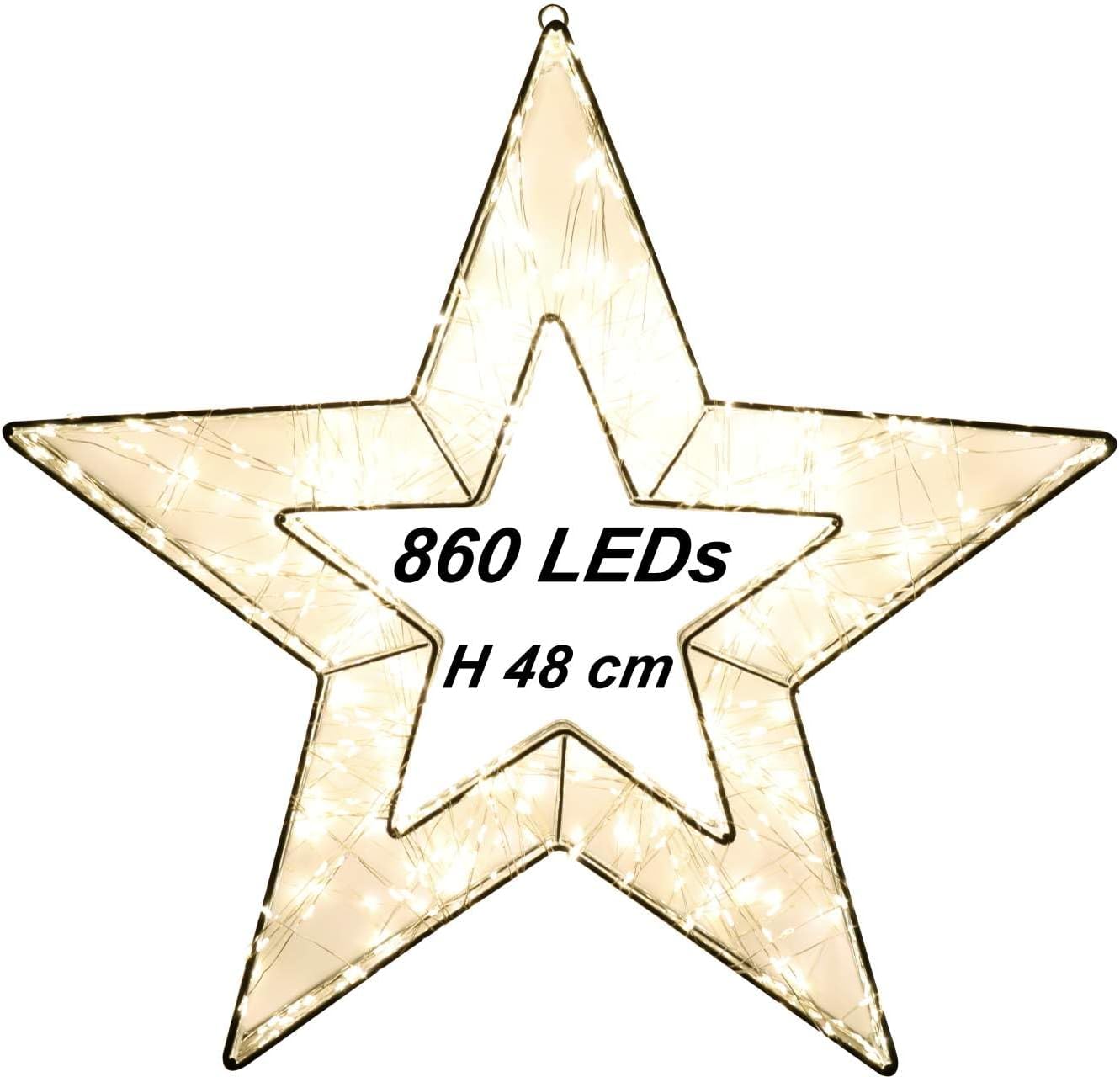 LED Licht Stern auf Drahtgeflecht Leuchtstern 860 LED und Timer