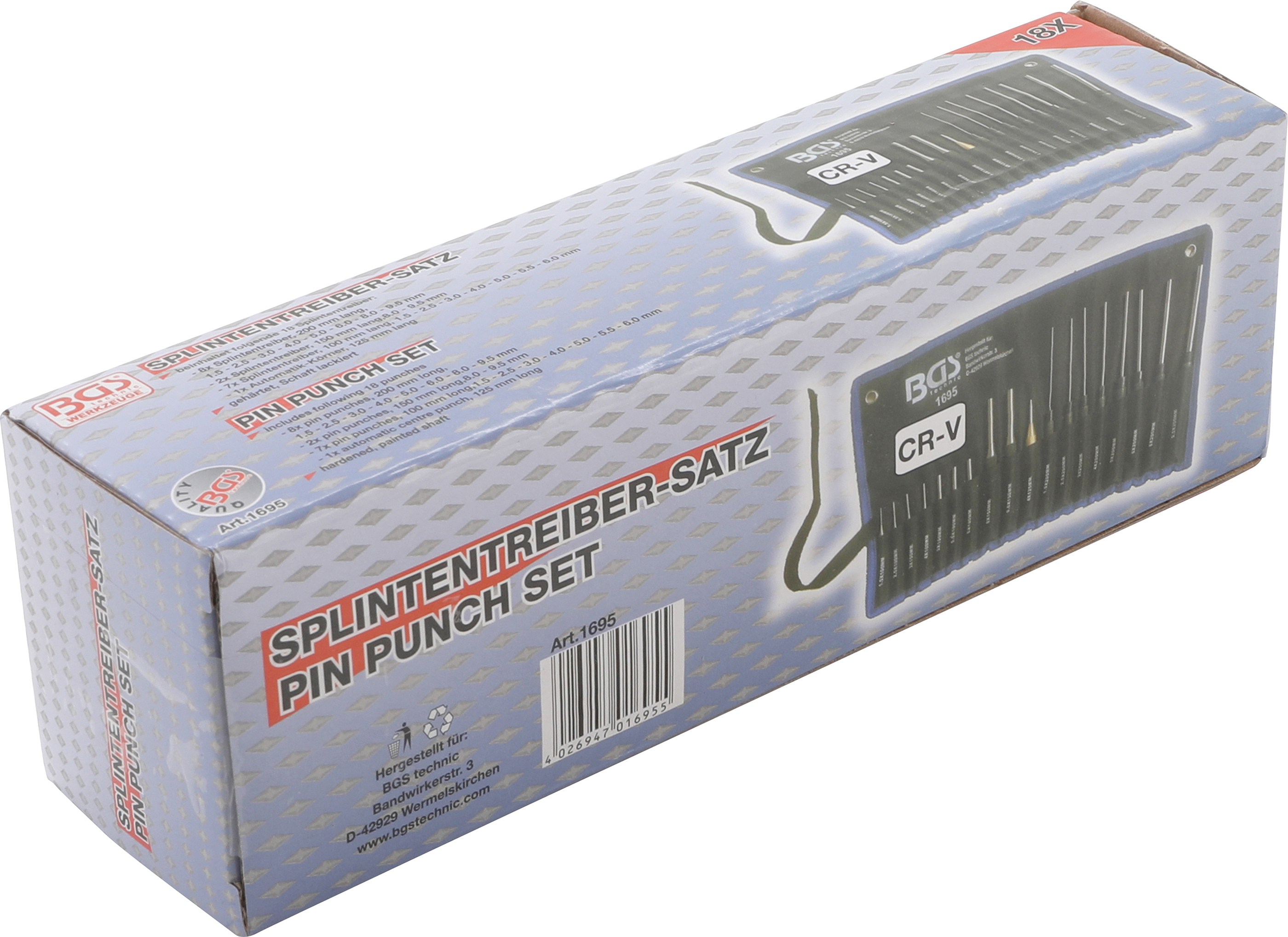 BGS Splintentreiber-Satz | 100 - 150 - 200 mm | 1,5 - 9,5 mm | inkl. Körner | 18-tlg.
