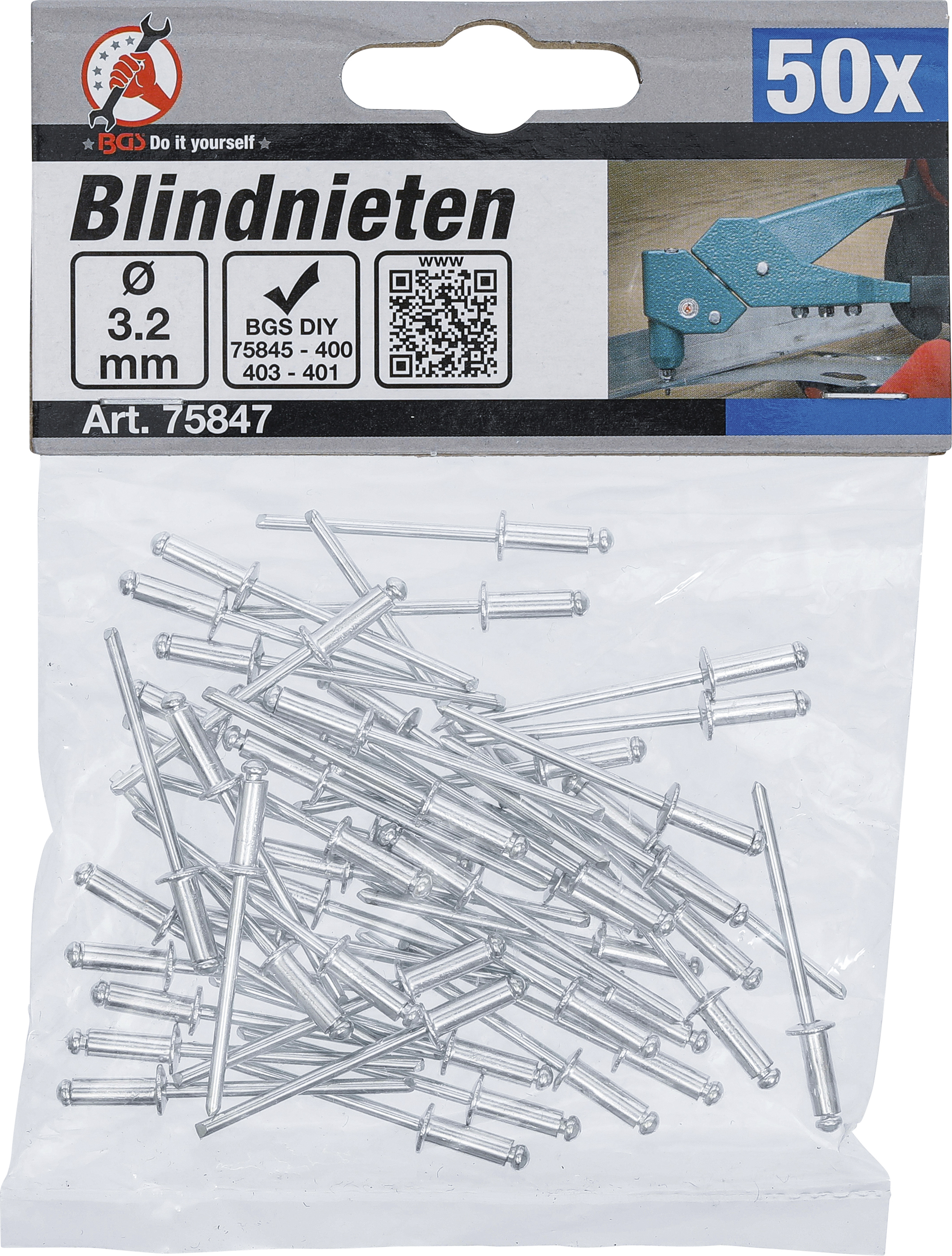 BGS Blindnieten-Sortiment | Ø 3,2 mm | 50-tlg.
