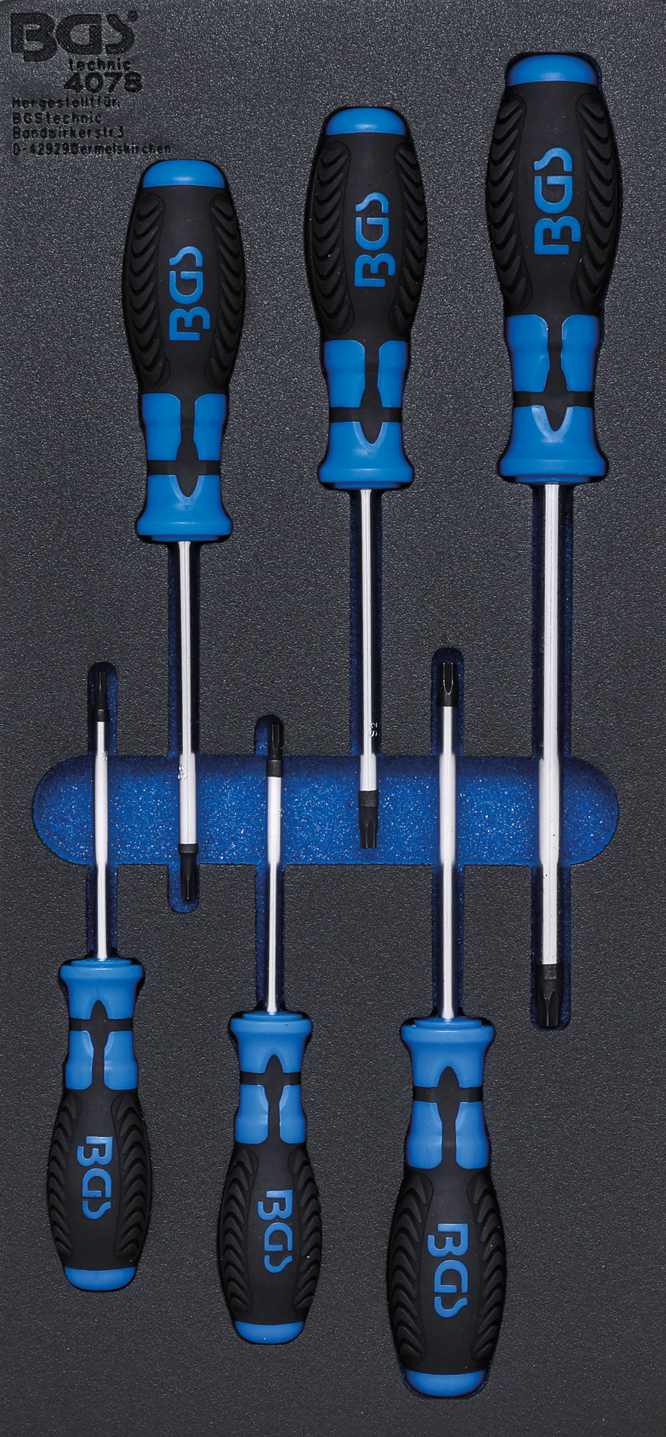 BGS Werkstattwageneinlage 1/3: Schraubendreher T-Profil (für Torx) | 6-tlg.
