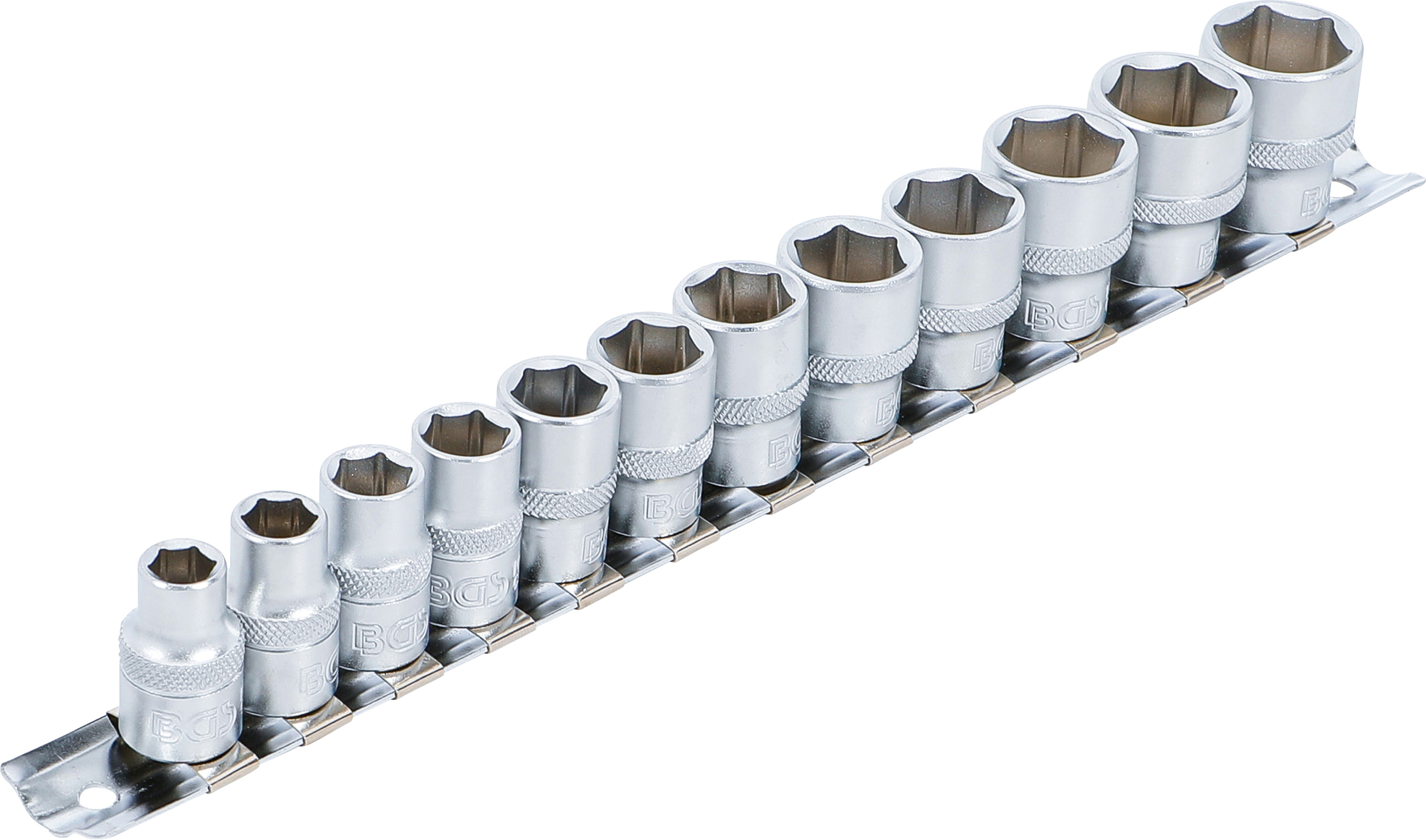 BGS Steckschlüssel-Einsatz-Satz, Sechskant | Antrieb Innenvierkant 10 mm (3/8") | SW 8 - 19 mm | 12-tlg.