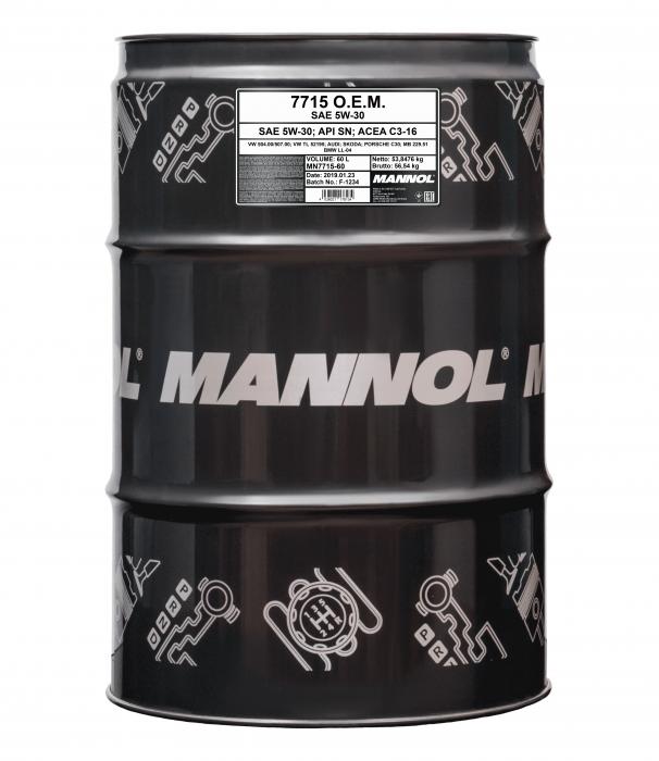 5W-30 Mannol 7715 Longlife 504 507 für VW Audi Skoda Motoröl 60 Liter