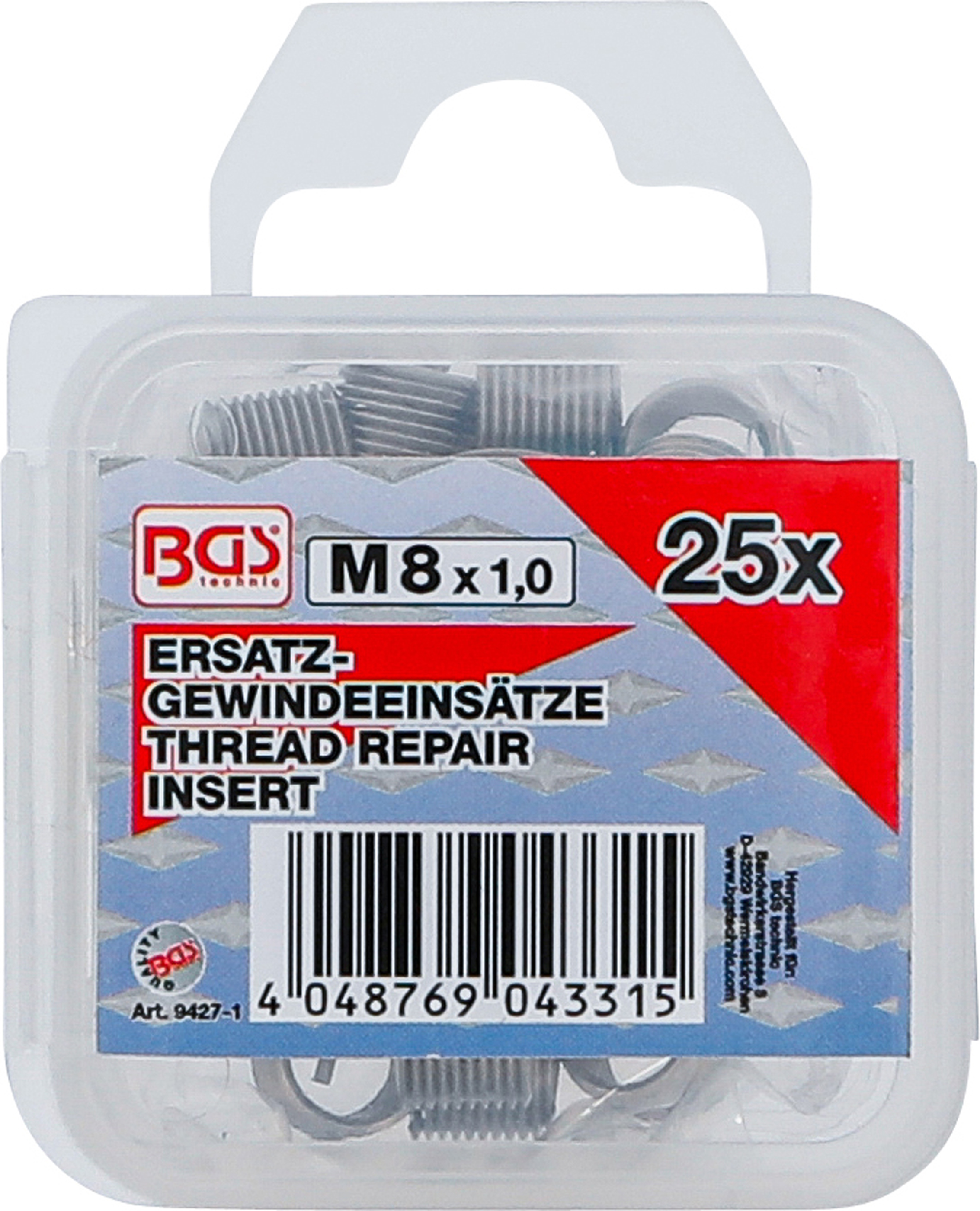 BGS Ersatz-Gewindeeinsätze | M8 x 1,0 | 25-tlg. BGS Ersatz-Gewindeeinsätze | M8 x 1,0 | 25-tlg.
