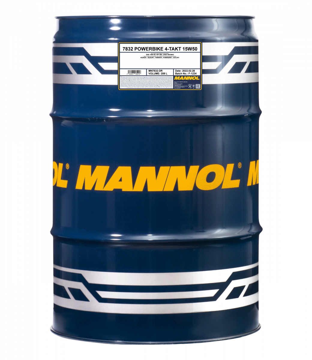 15W-50 Mannol 7832 Powerbike 4-Takt Motoröl Motorrad 208 Liter