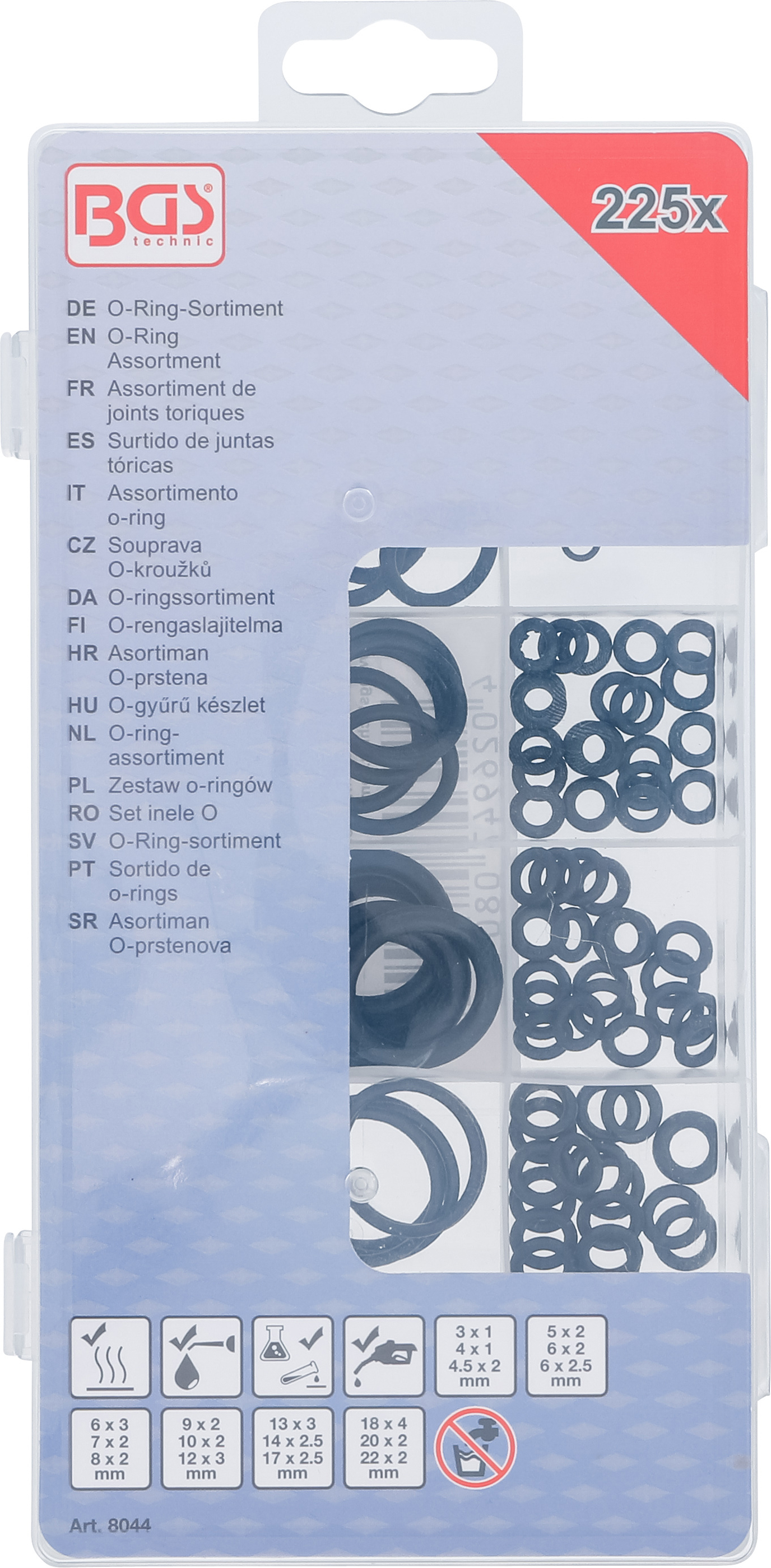 BGS O-Ring-Sortiment | Ø 3 - 22 mm | 225-tlg.