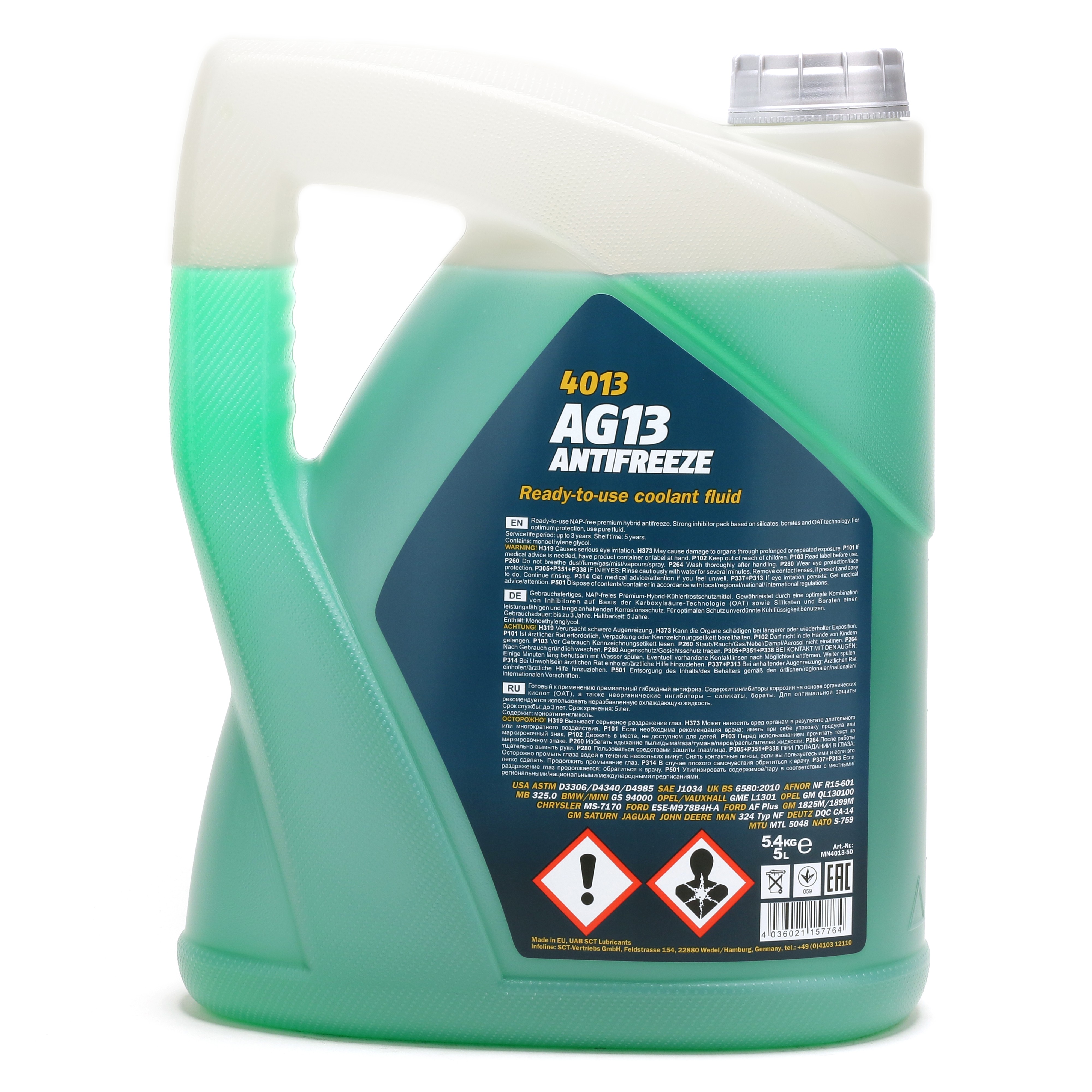 Mannol 4013 Kühlerfrostschutz Antifreeze AG13 Hightec -40 Fertigmischung 5 Liter