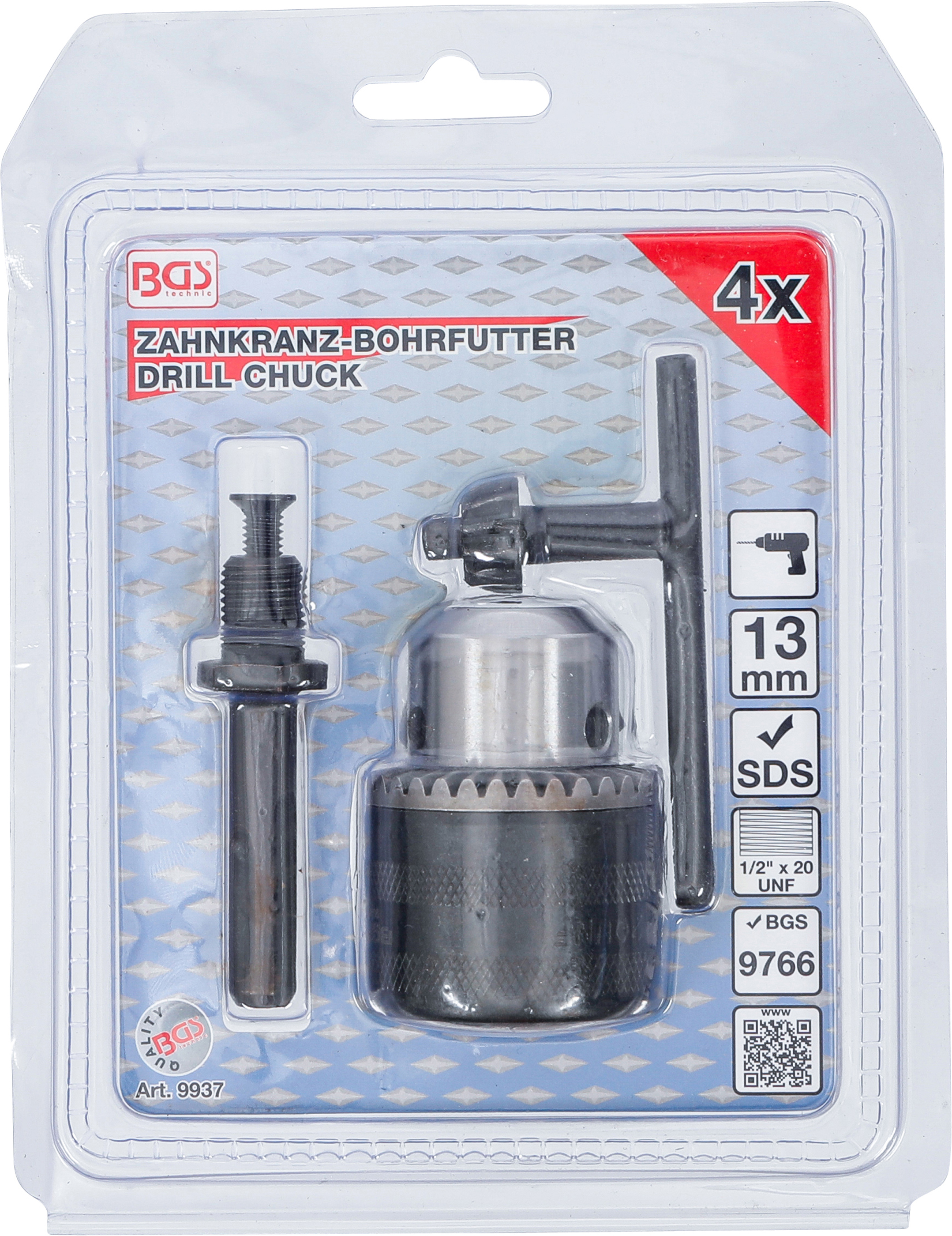 BGS Zahnkranz-Bohrfutter | 13 mm | 4-tlg.