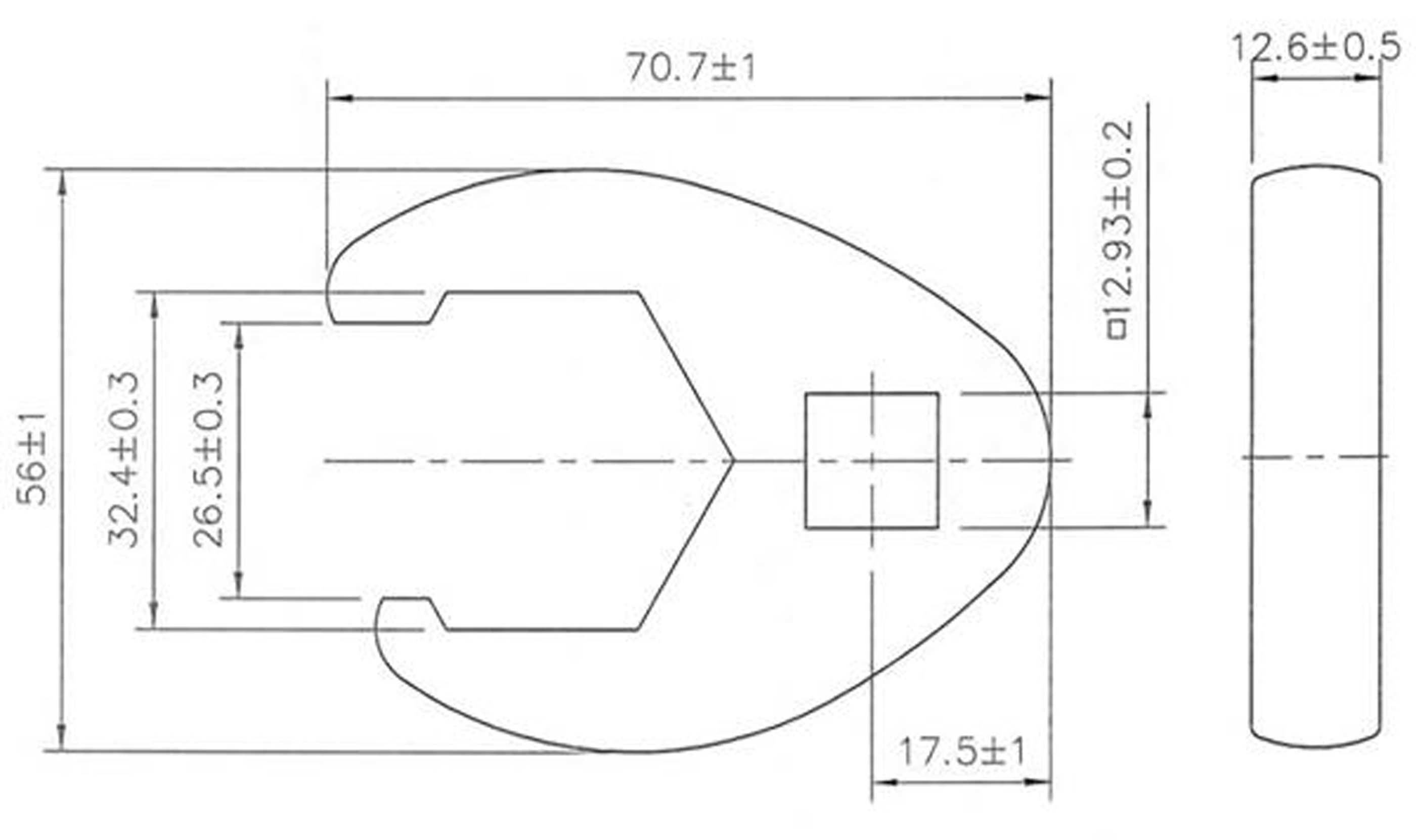 BGS Hahnenfußschlüssel | Antrieb Innenvierkant 12,5 mm (1/2") | SW 32 mm