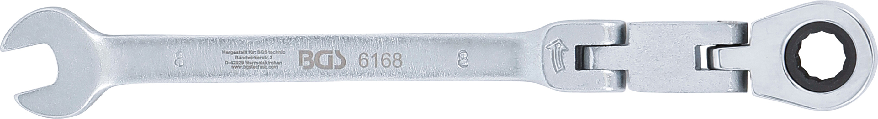 BGS Doppelgelenk-Ratschenring-Maulschlüssel | abwinkelbar | SW 8 mm