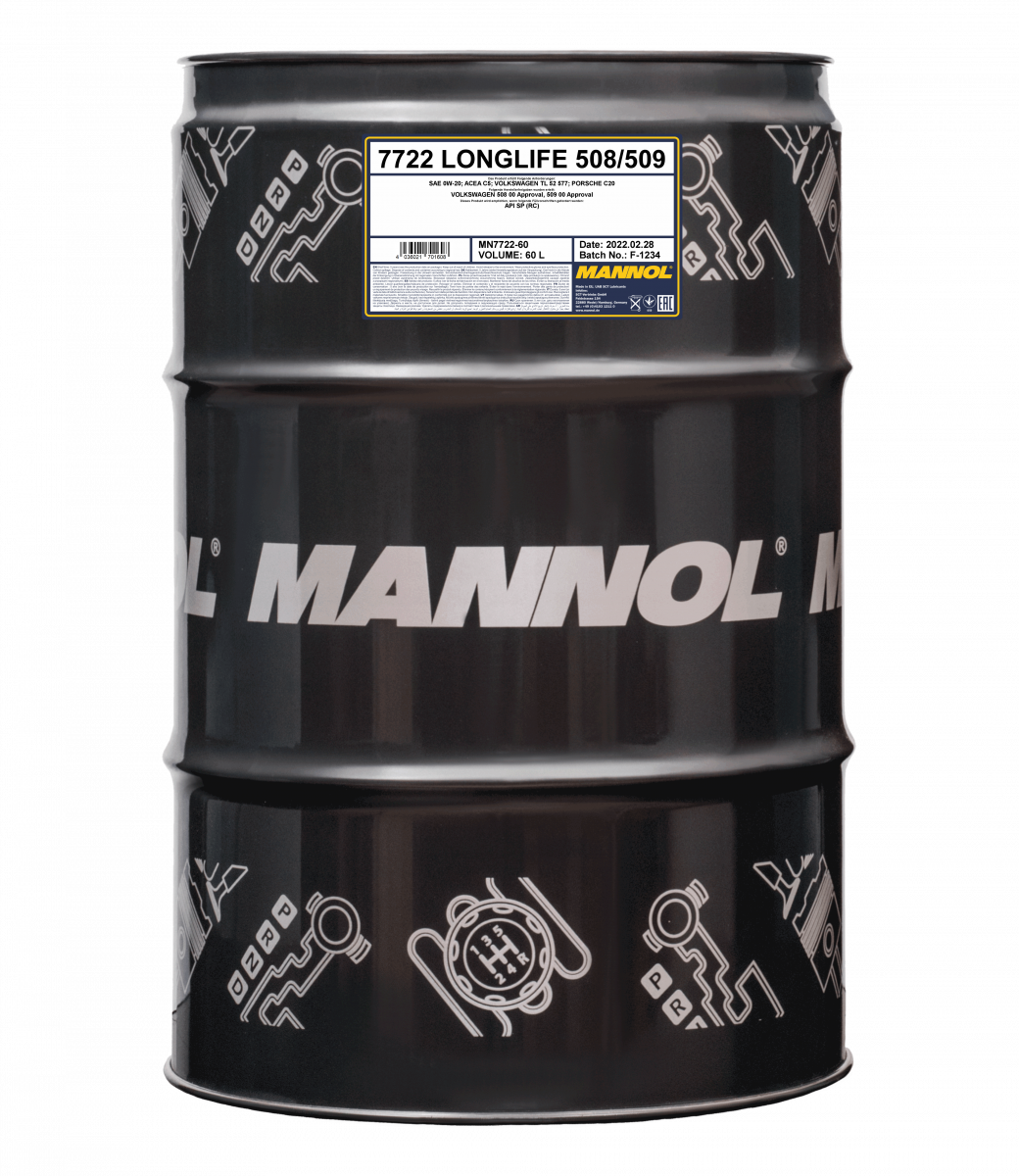 0W-20 Mannol 7722 Longlife 508/509 Motoröl 60 Liter