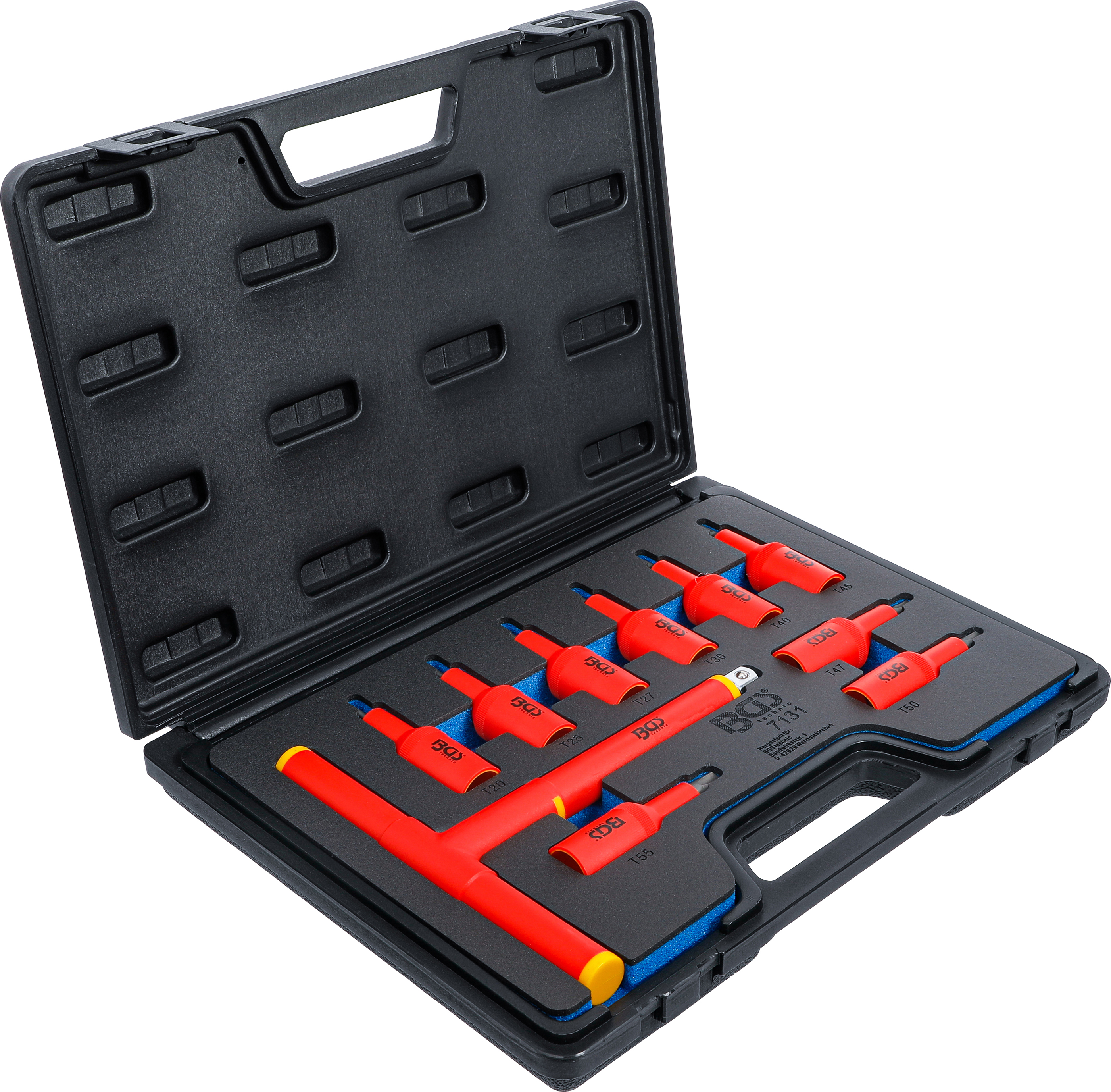 BGS VDE-Bit-Einsatz-Satz | Antrieb Innenvierkant 12,5 mm (1/2") | T-Profil (für Torx) T20 - T55 | 10-tlg.