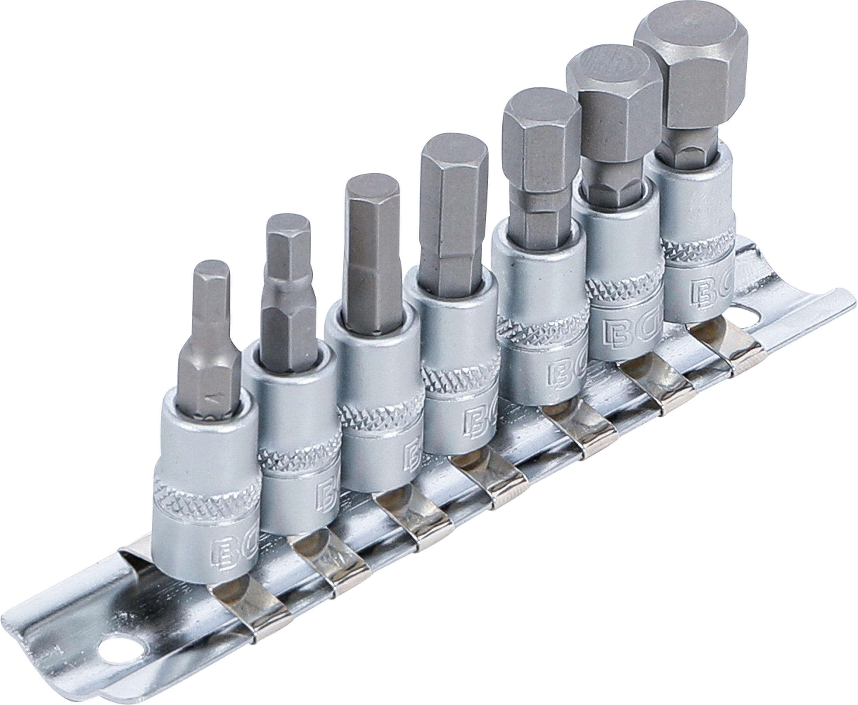 BGS Bit-Einsatz-Satz | Antrieb Innenvierkant 6,3 mm (1/4") | Innensechskant 4 - 12 mm | 7-tlg.
