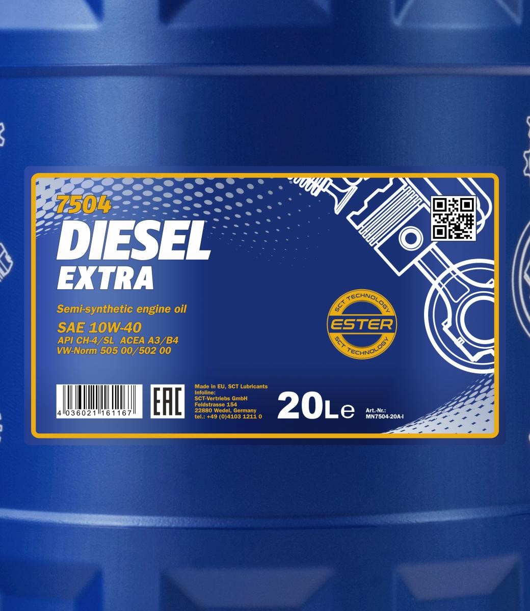 10W-40 Mannol 7504 Diesel Extra Motoröl 20 Liter