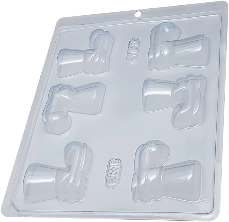 BWB 173 Form Bonbonform Weihnachten Mittlerer Stiefel für heiße Schokolade Einfache Form mit 6 Löchern 60g Material PET Kunststoff Transparent Dreidim