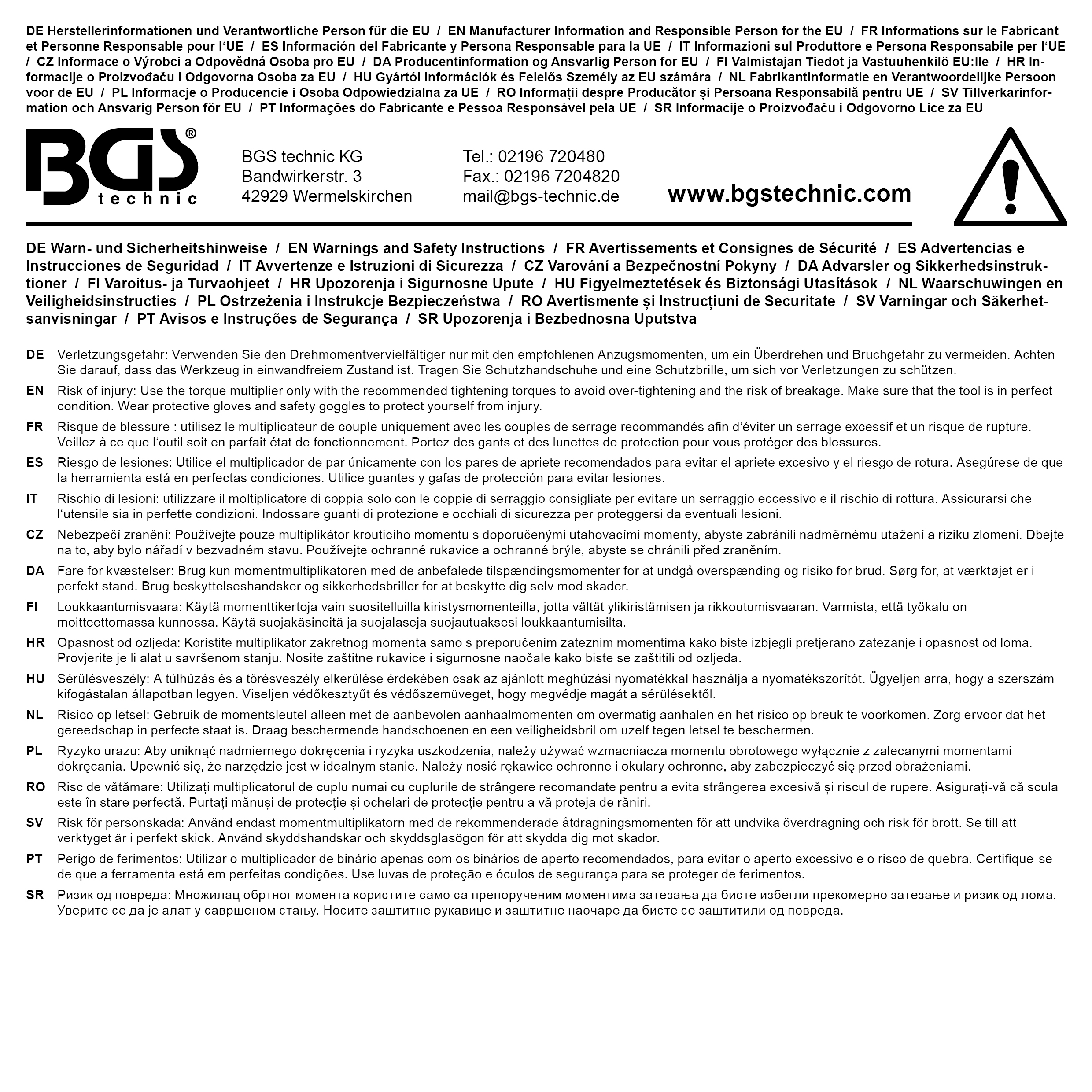 BGS Drehmoment-Vervielfältiger-Satz | 25 mm (1") | 10-tlg. BGS Drehmoment-Vervielfältiger-Satz | 25 mm (1") | 10-tlg.