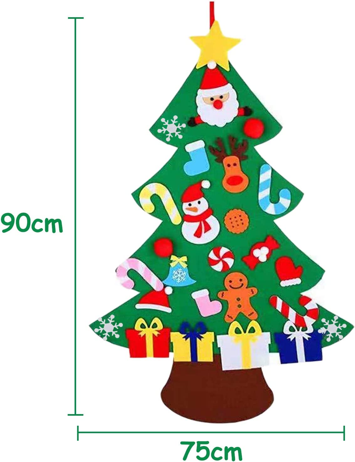 Gxhong Filz Weihnachtsbaum, DIY Weihnachtsbaum Mit 26 Ornamente Wand Dekor, Neujahr Tür Wandbehang D