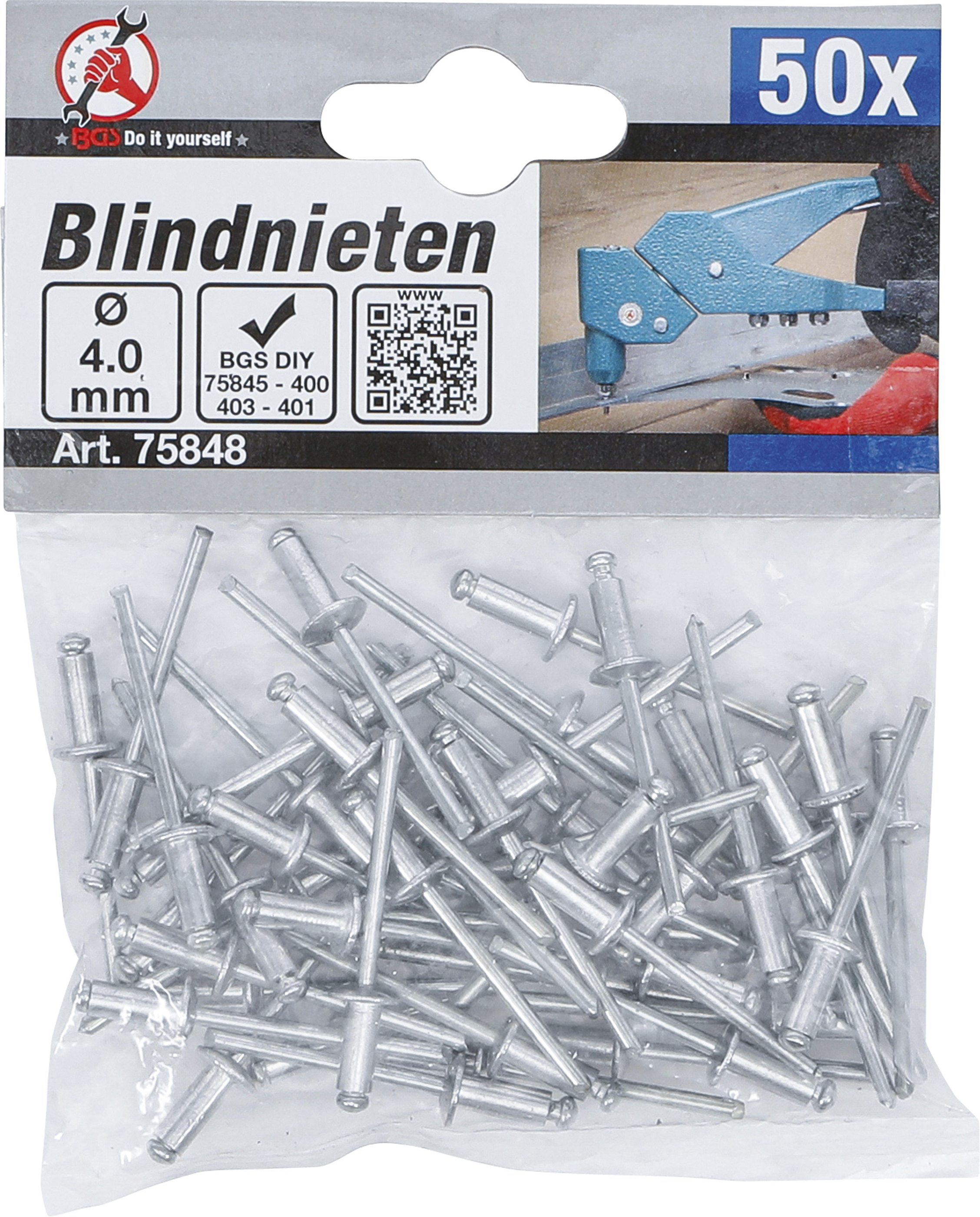 BGS Blindnieten-Sortiment | Ø 4,0 mm | 50-tlg.