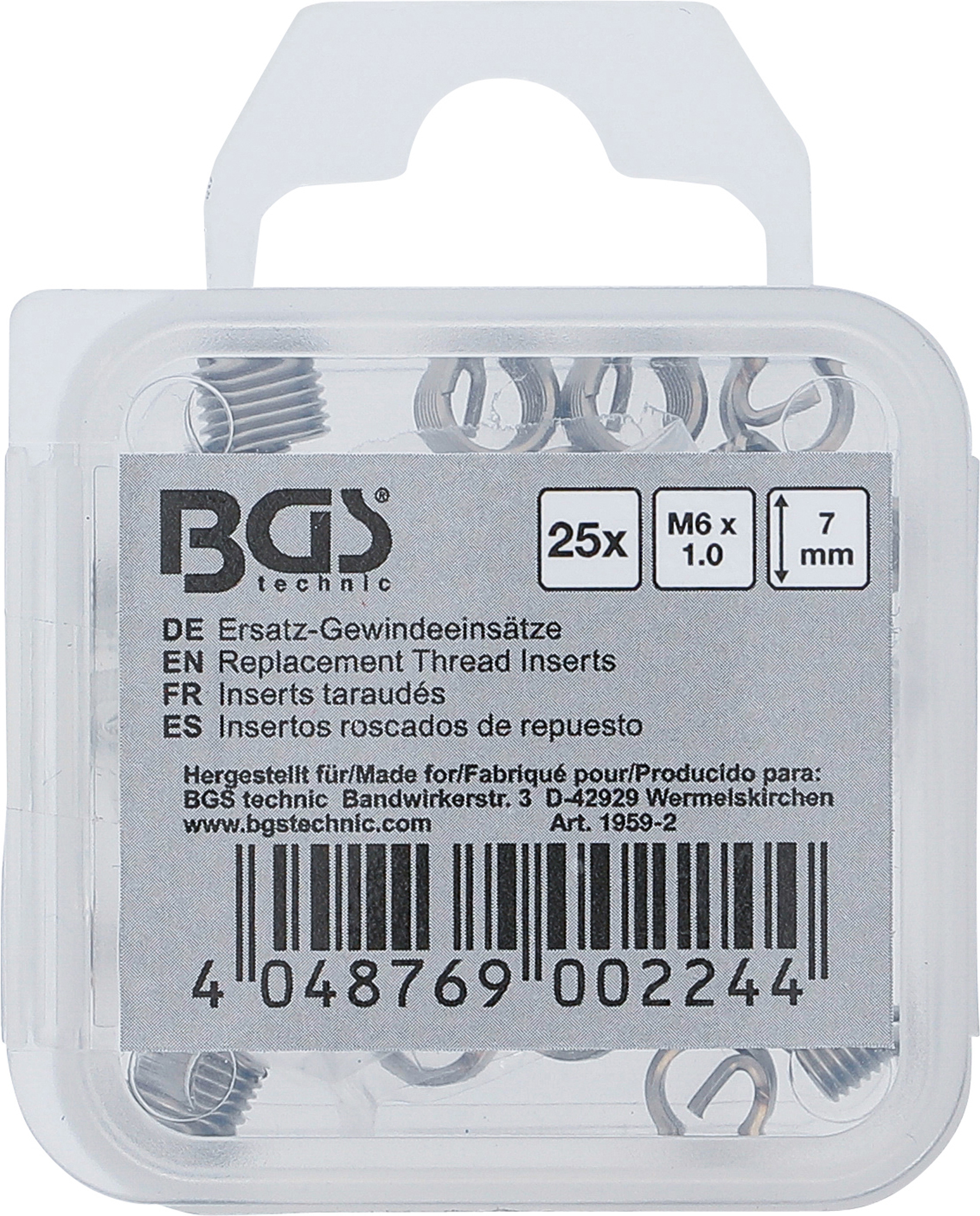 BGS Ersatz-Gewindeeinsätze | M6 x 1,0 | 25-tlg. BGS Ersatz-Gewindeeinsätze | M6 x 1,0 | 25-tlg.