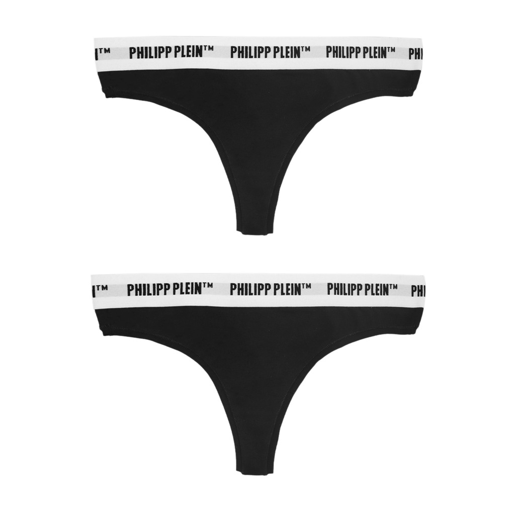 Philipp Plein Damen String Stringtanga 2er Pack Black Gr. S