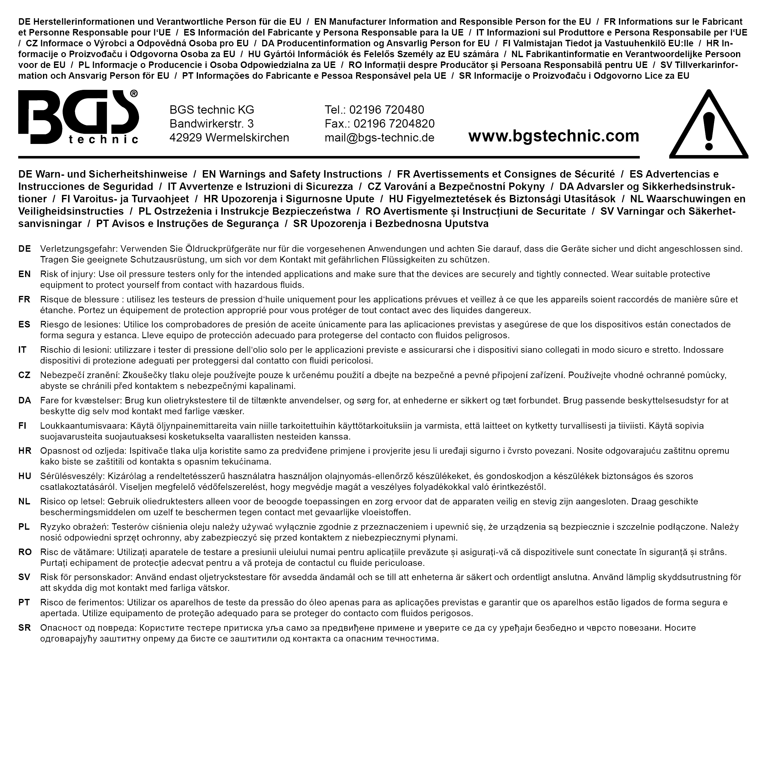 BGS Kompressionstester für Dieselmotoren