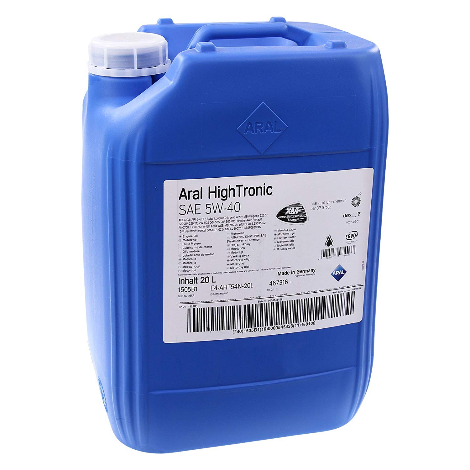 5W-40 Aral High Tronic Motoröl 20 Liter