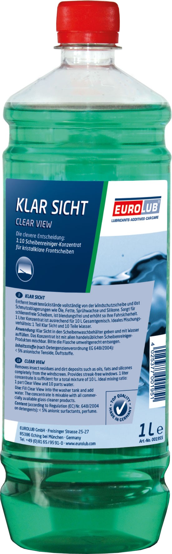 Eurolub Klar Sicht Sommer 1:10 Scheibenreiniger Konzentrat 1 Liter