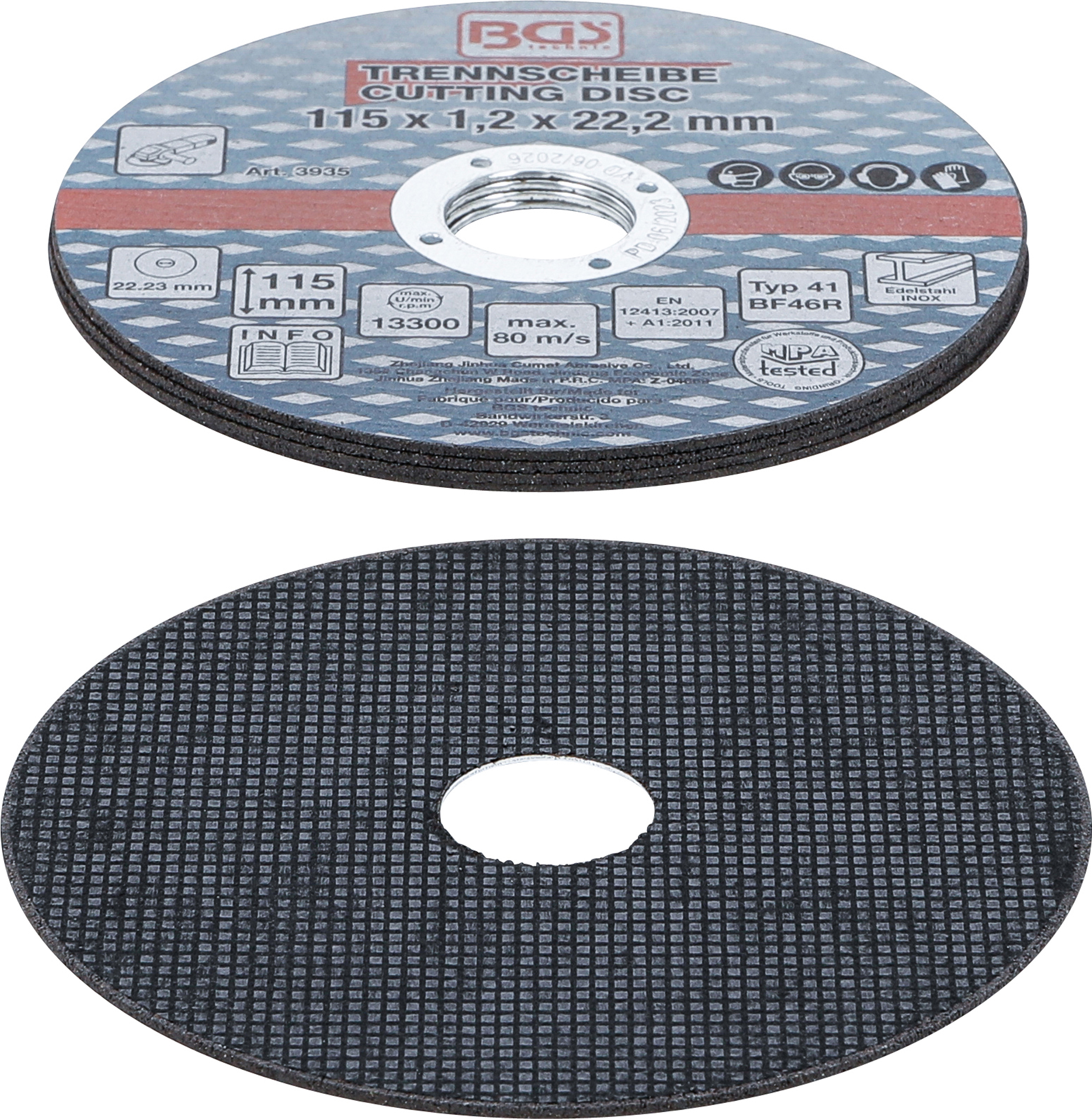 BGS Trennscheiben für Edelstahl | Ø 115 x 1,0 x 22,2 mm | 5-tlg.
