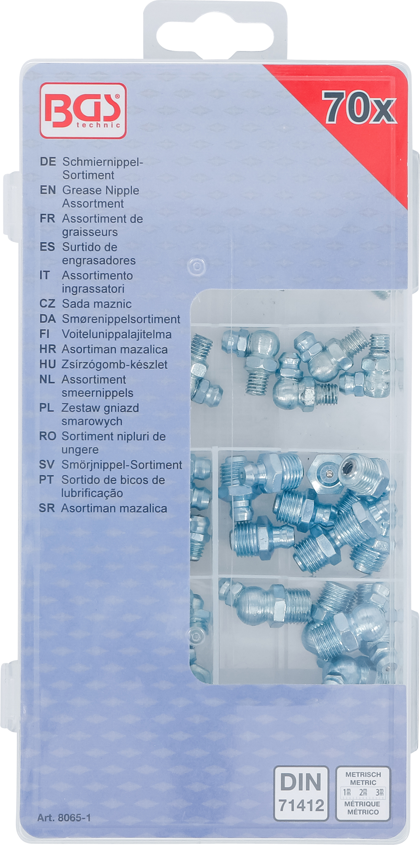 BGS Schmiernippel-Sortiment | metrisch/Zollgrößen | 70-tlg.